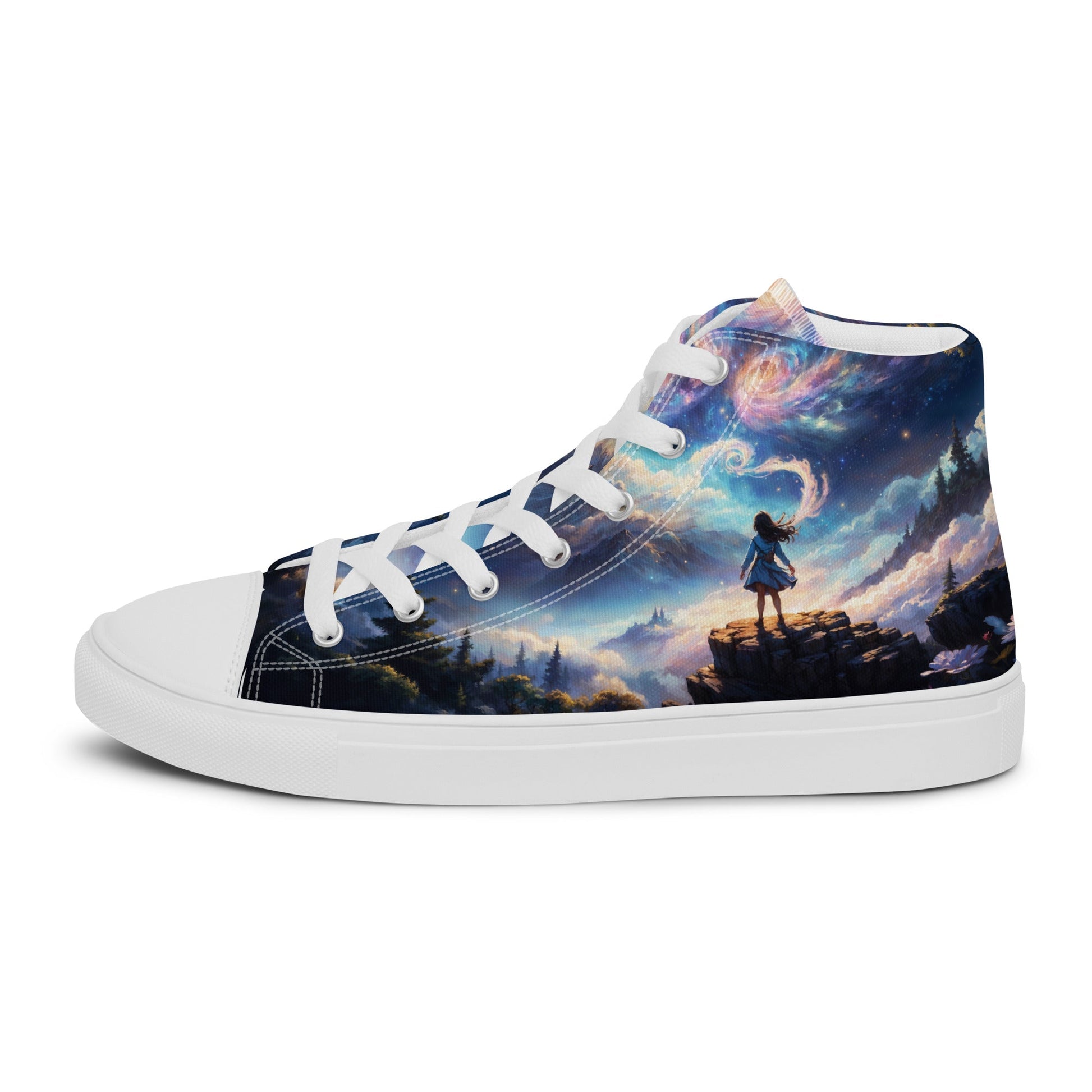 Unisex high top canvas shoes - A Starry Night Adventure - Shoes