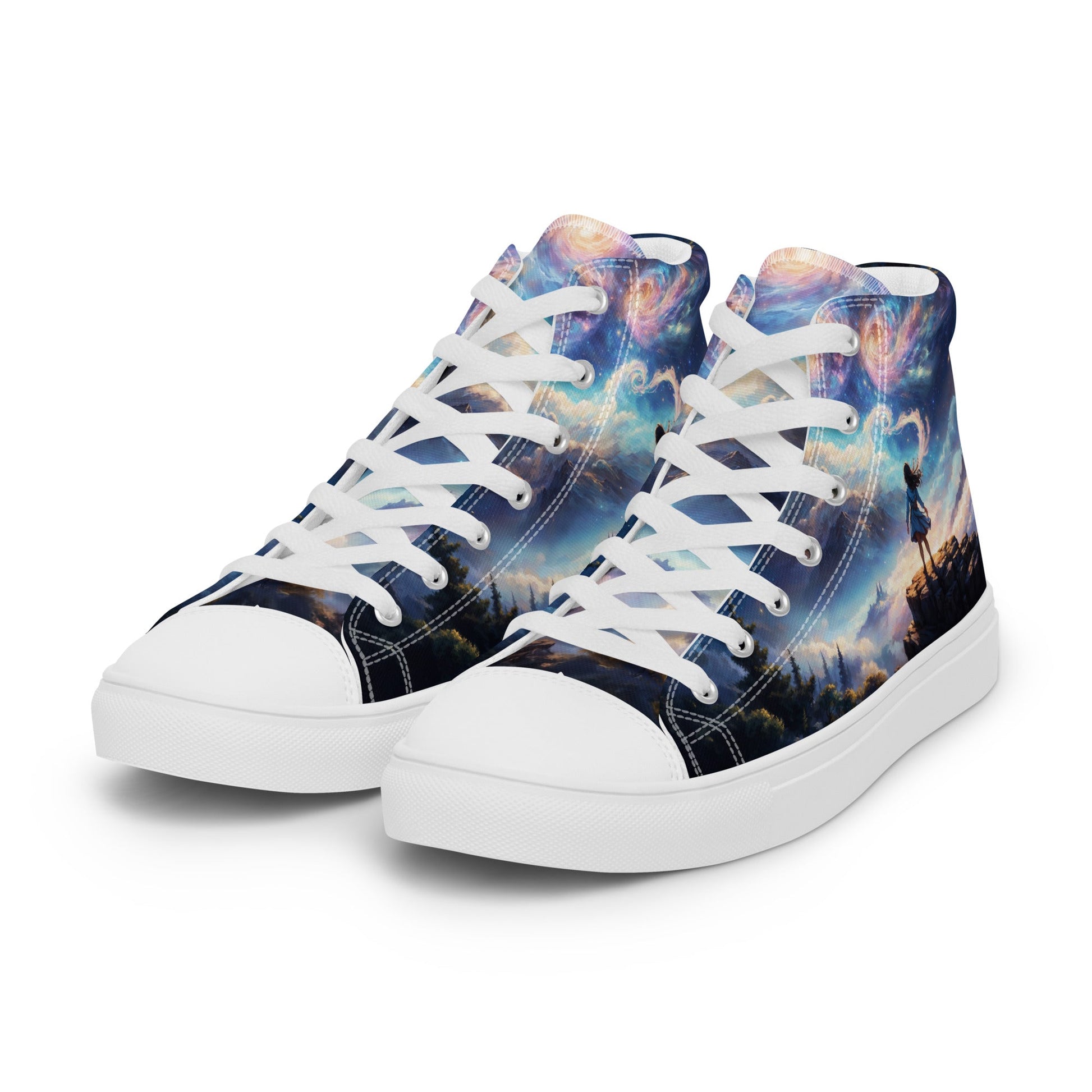 Unisex high top canvas shoes - A Starry Night Adventure - Shoes