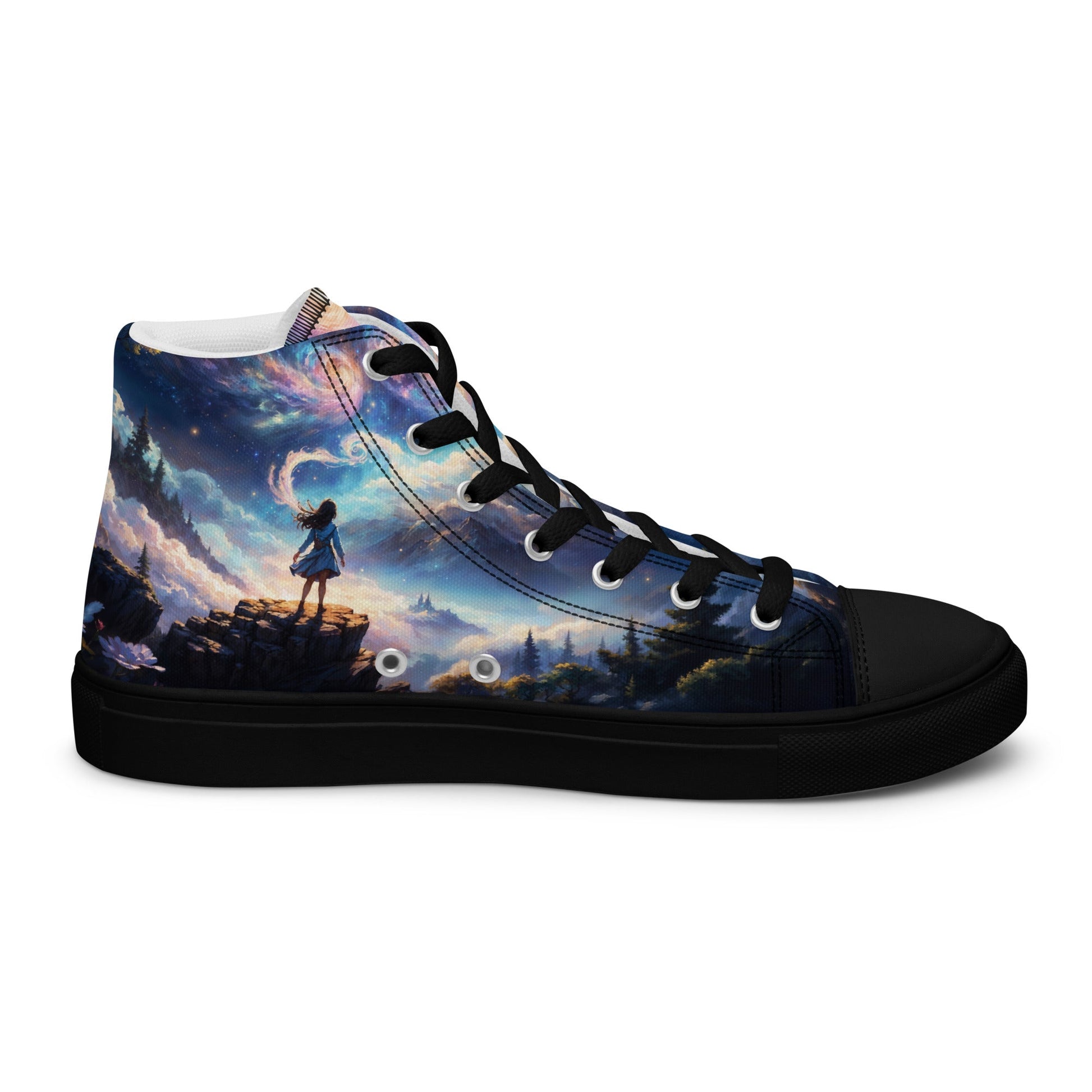 Unisex high top canvas shoes - A Starry Night Adventure - Shoes