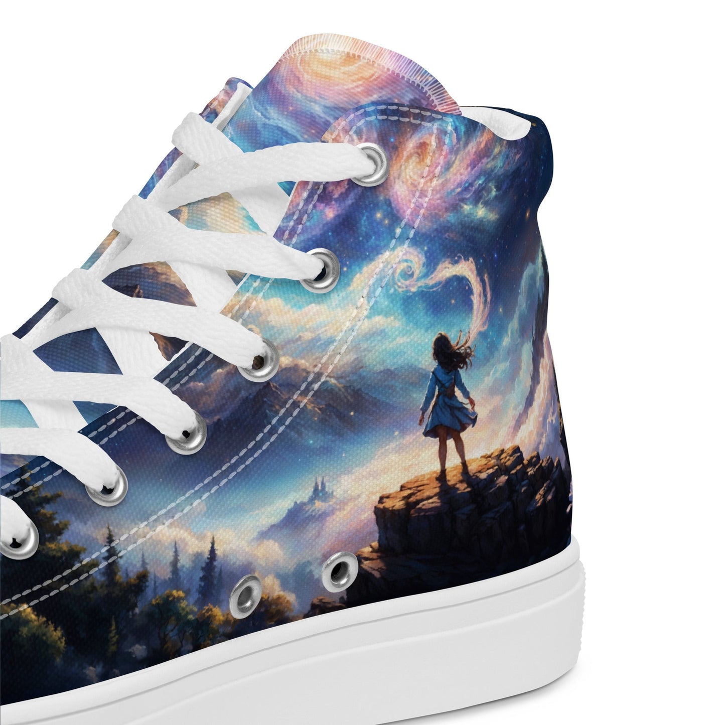 Unisex high top canvas shoes - A Starry Night Adventure - Shoes