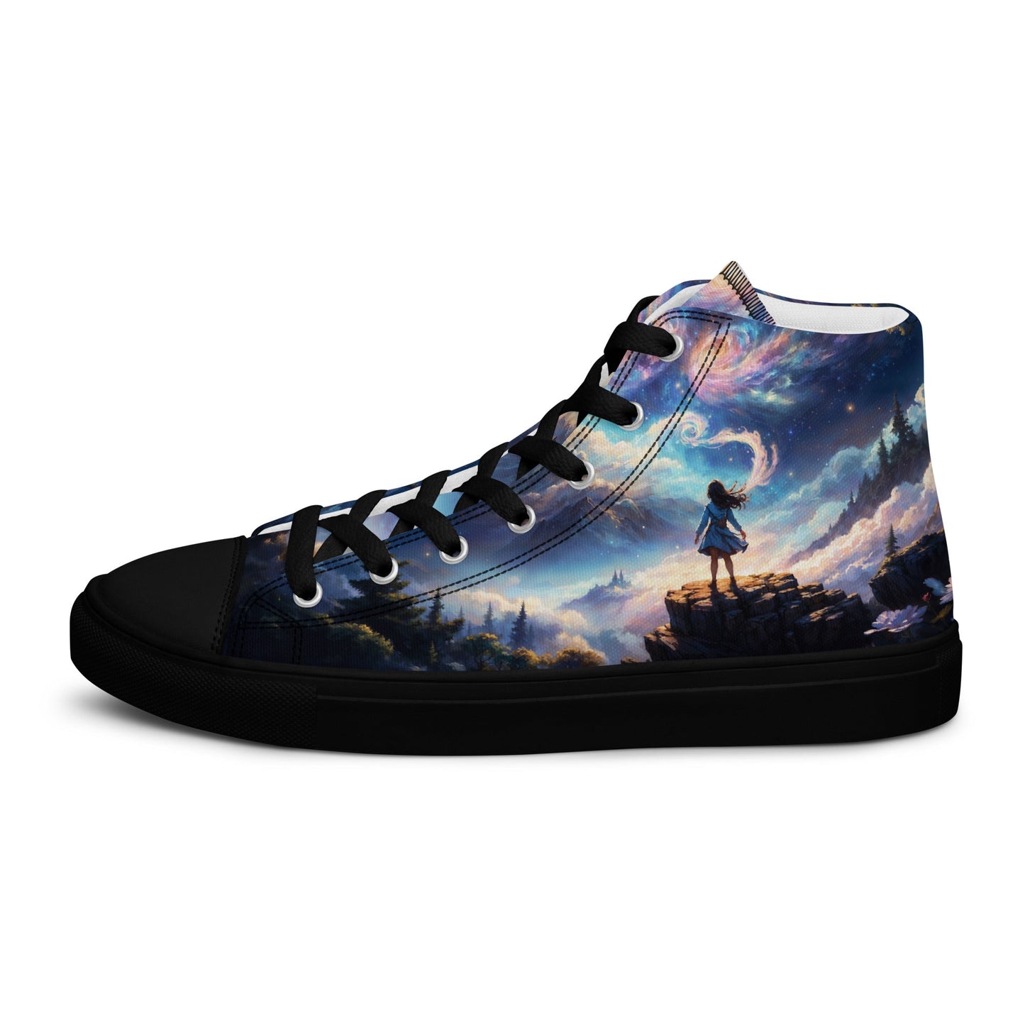 Unisex high top canvas shoes - A Starry Night Adventure - Shoes