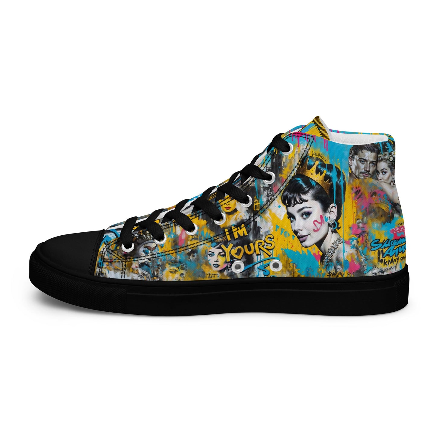 Unisex high top canvas shoes- Audrey Hepburn - Shoes