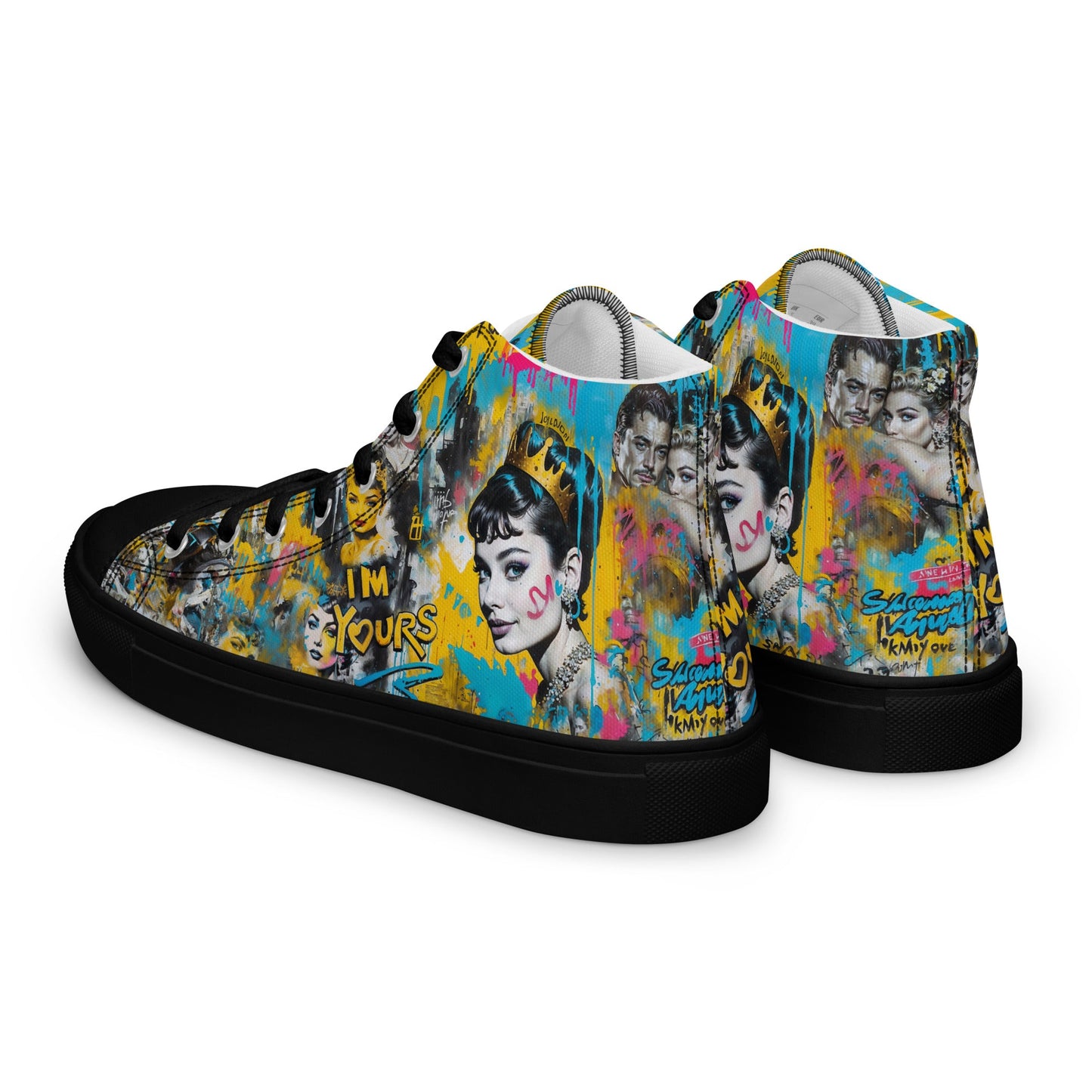 Unisex high top canvas shoes- Audrey Hepburn - Shoes