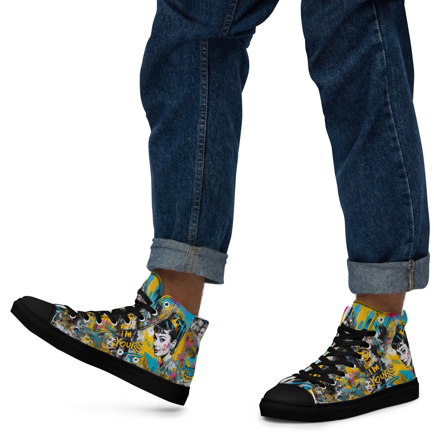 Unisex high top canvas shoes- Audrey Hepburn - Shoes