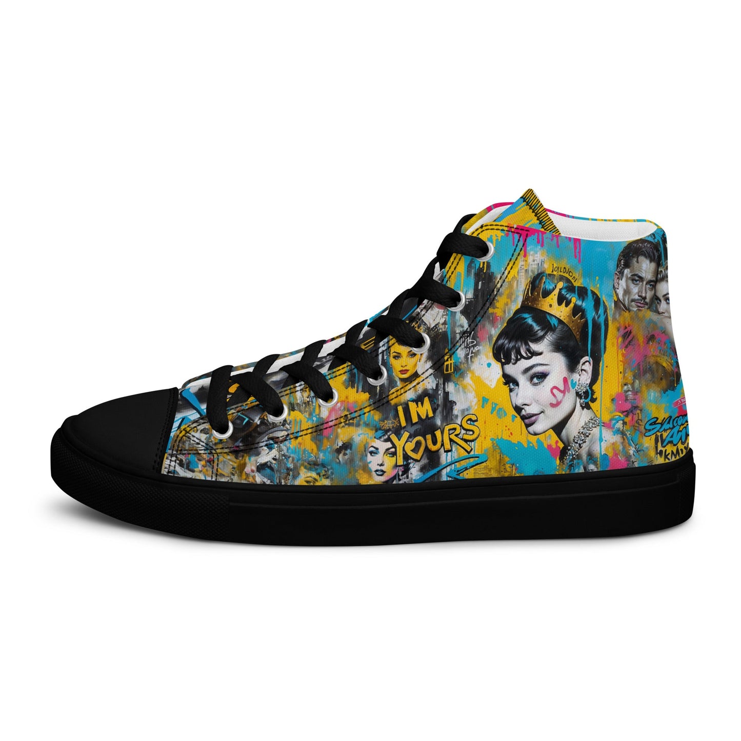 Unisex high top canvas shoes- Audrey Hepburn - Shoes