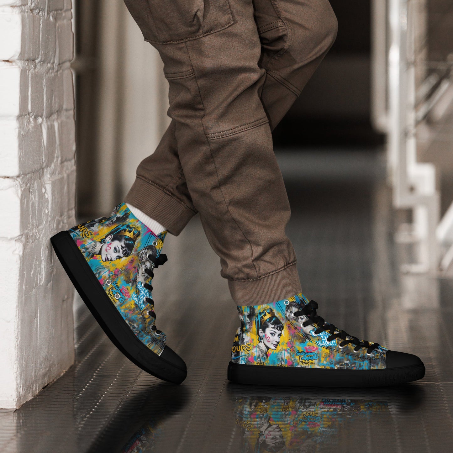Unisex high top canvas shoes- Audrey Hepburn - Shoes