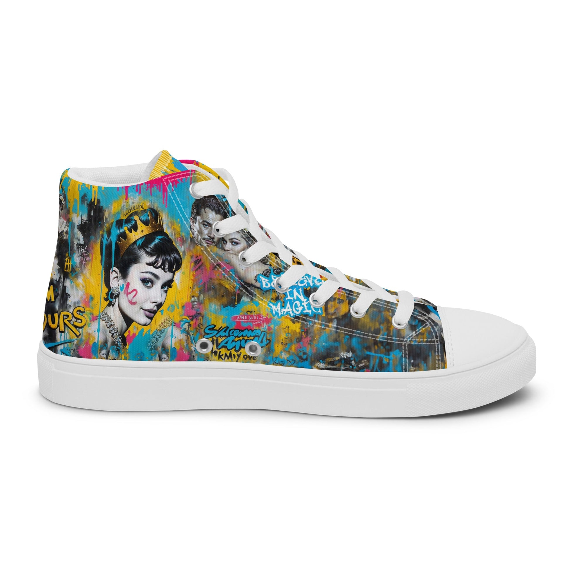 Unisex high top canvas shoes- Audrey Hepburn - Shoes