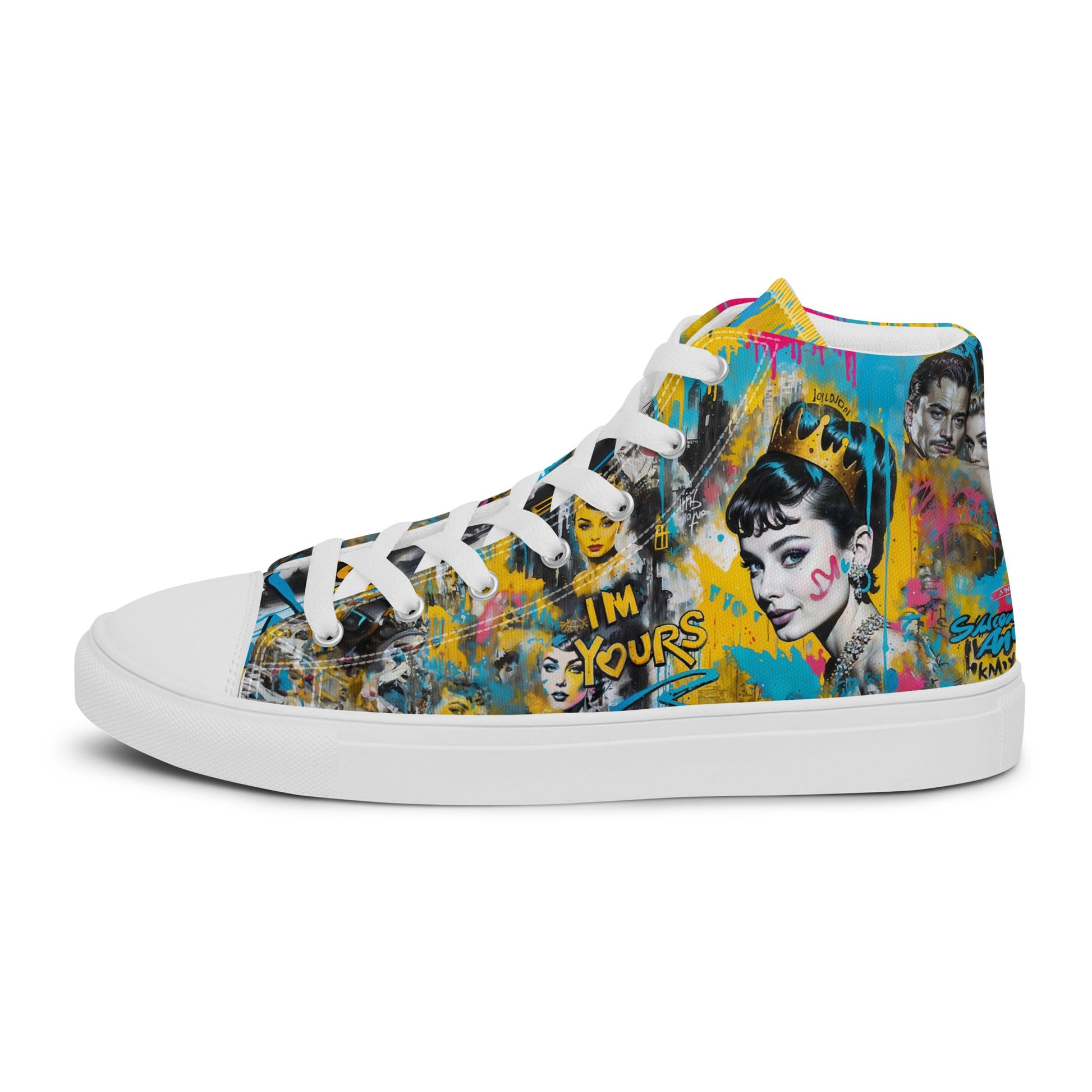 Unisex high top canvas shoes- Audrey Hepburn - Shoes