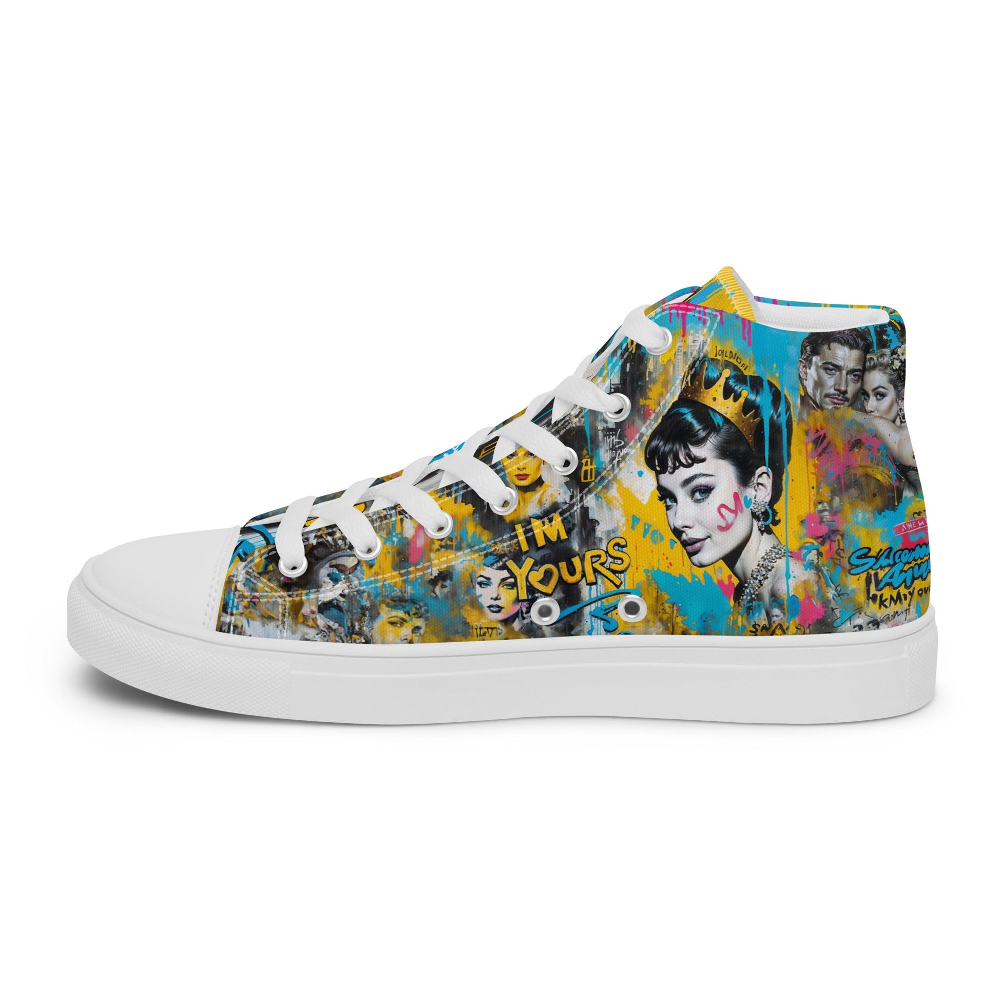 Unisex high top canvas shoes- Audrey Hepburn - Shoes