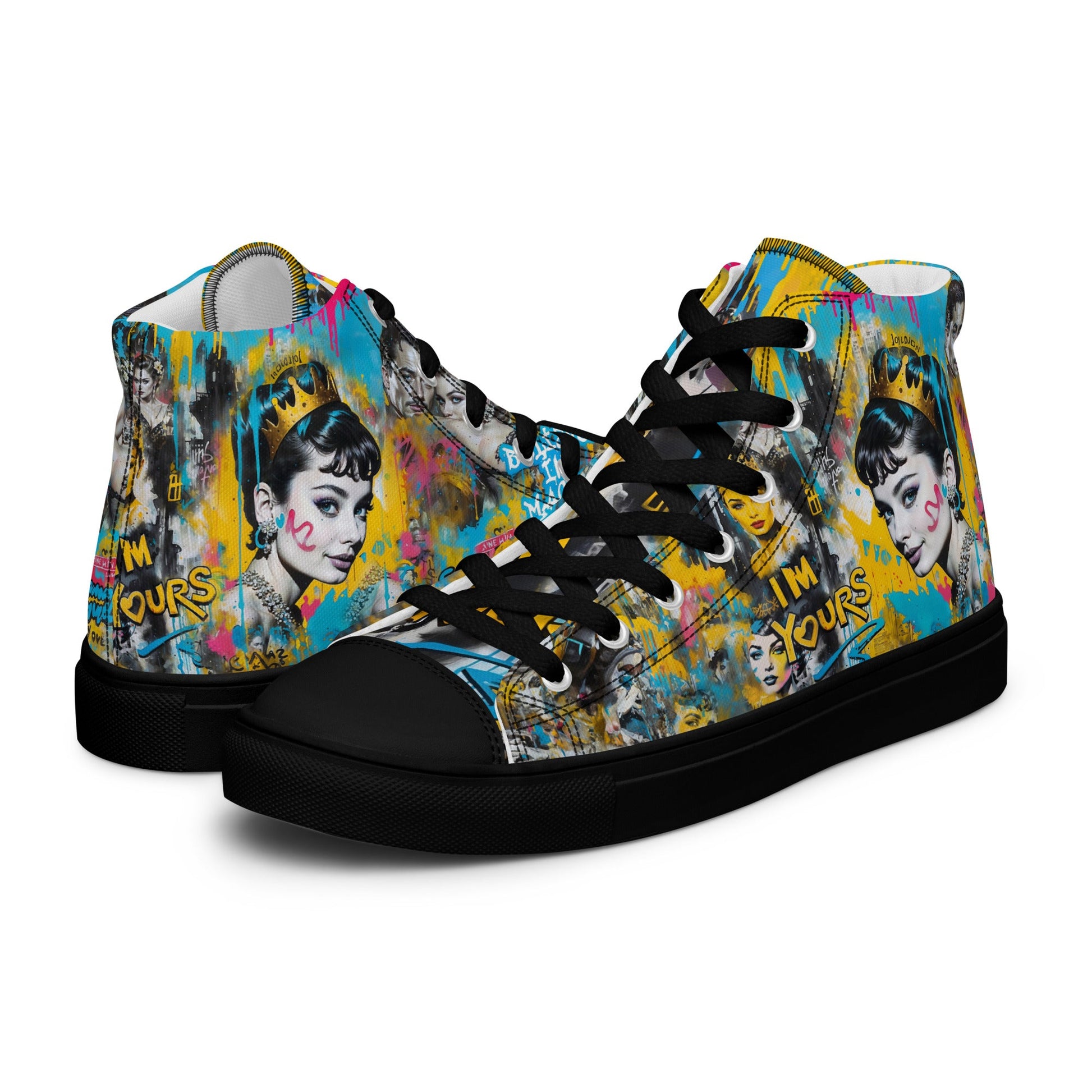 Unisex high top canvas shoes- Audrey Hepburn - Shoes