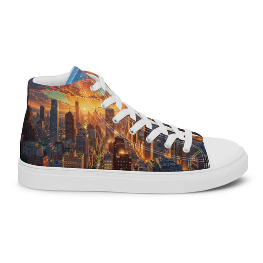 Unisex high top canvas shoes- City - White / 5 - Shoes