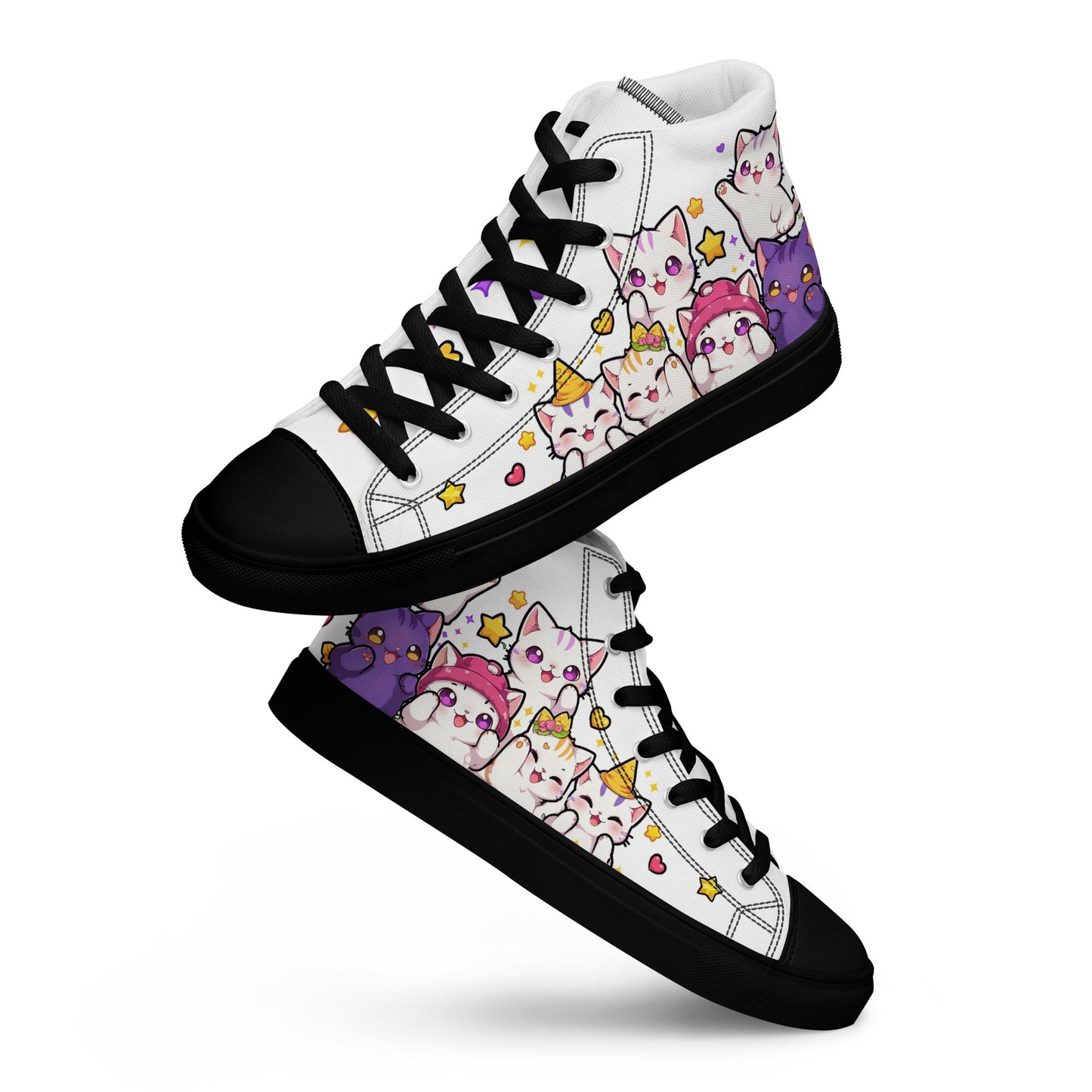 Unisex High top canvas shoes - Cute Cats - Shoes