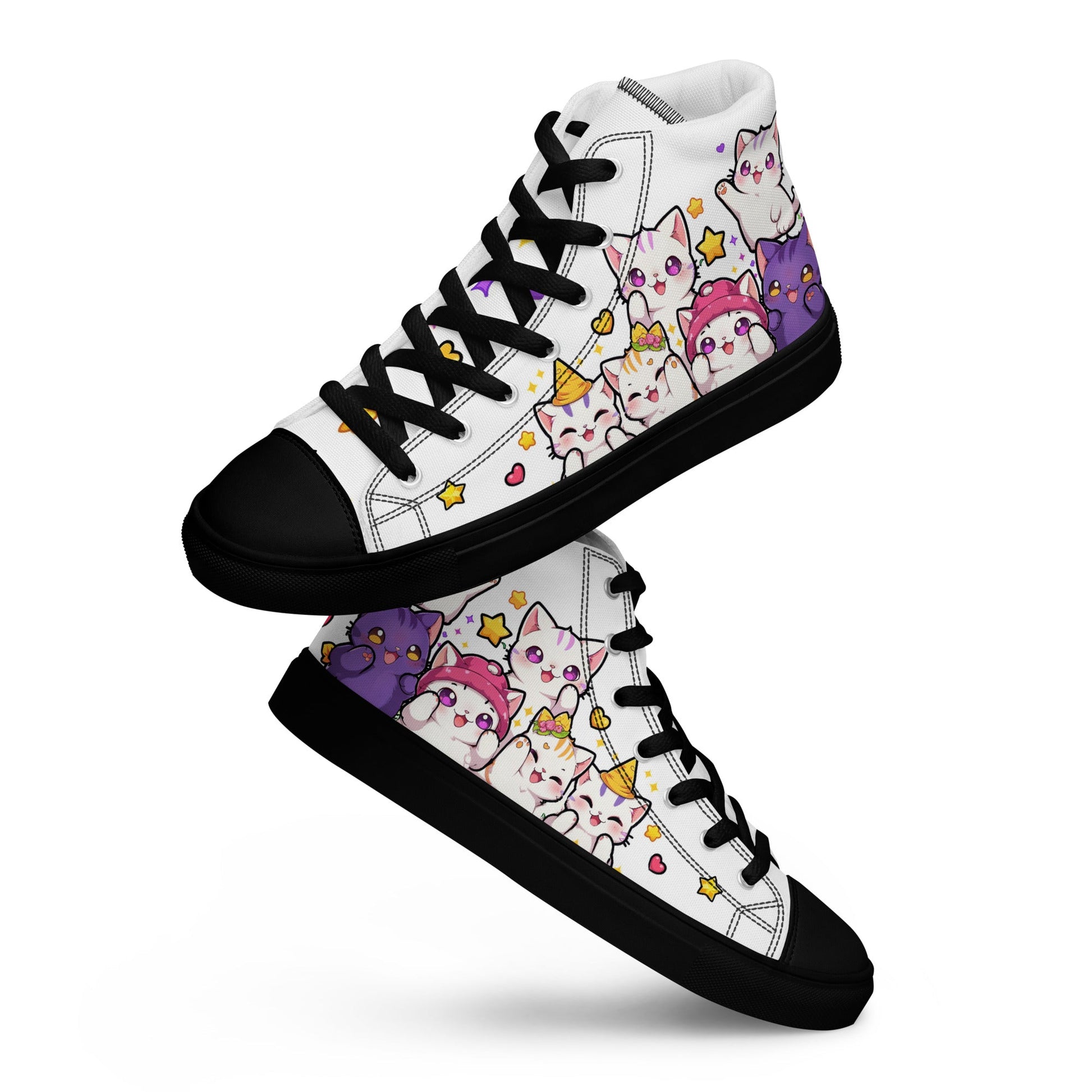 Unisex High top canvas shoes - Cute Cats - Shoes