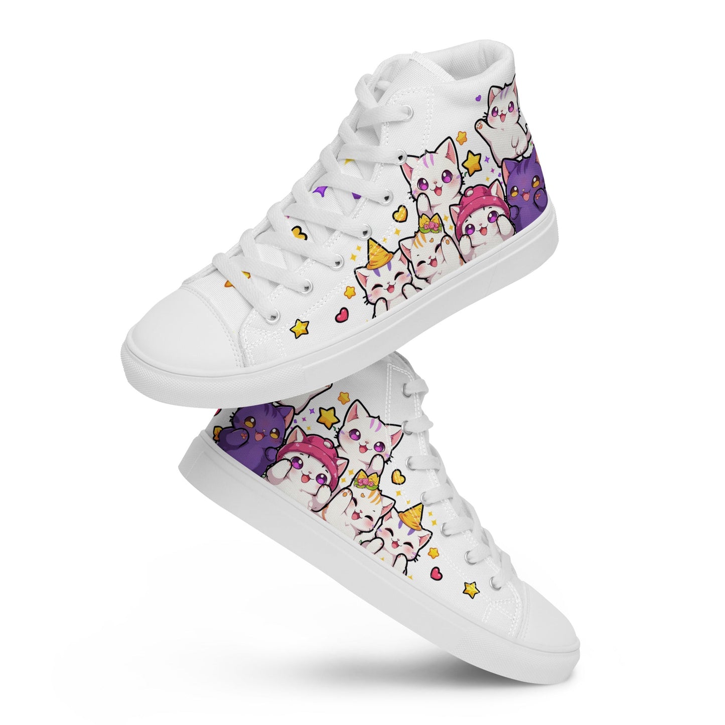 Unisex High top canvas shoes - Cute Cats - Shoes