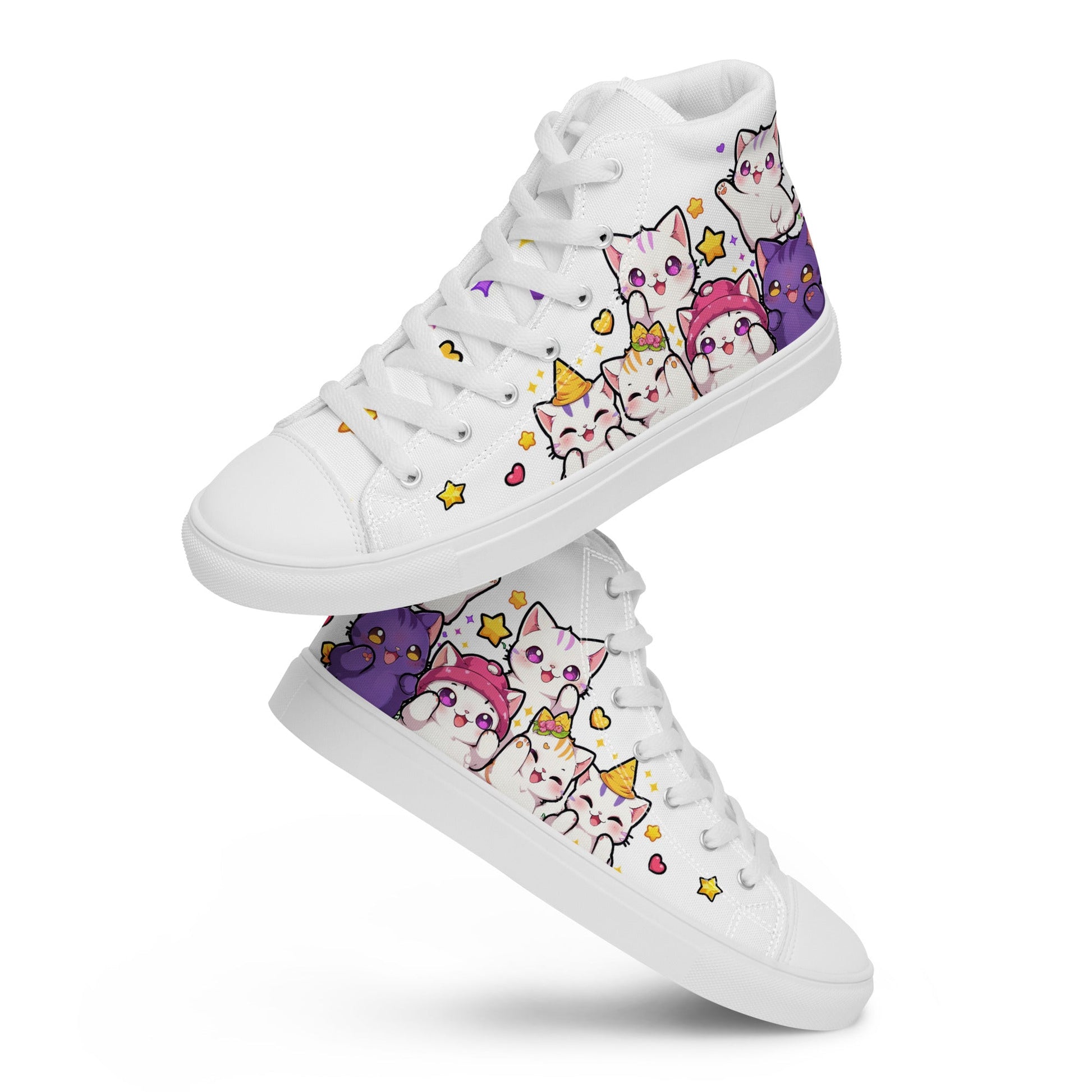 Unisex High top canvas shoes - Cute Cats - Shoes