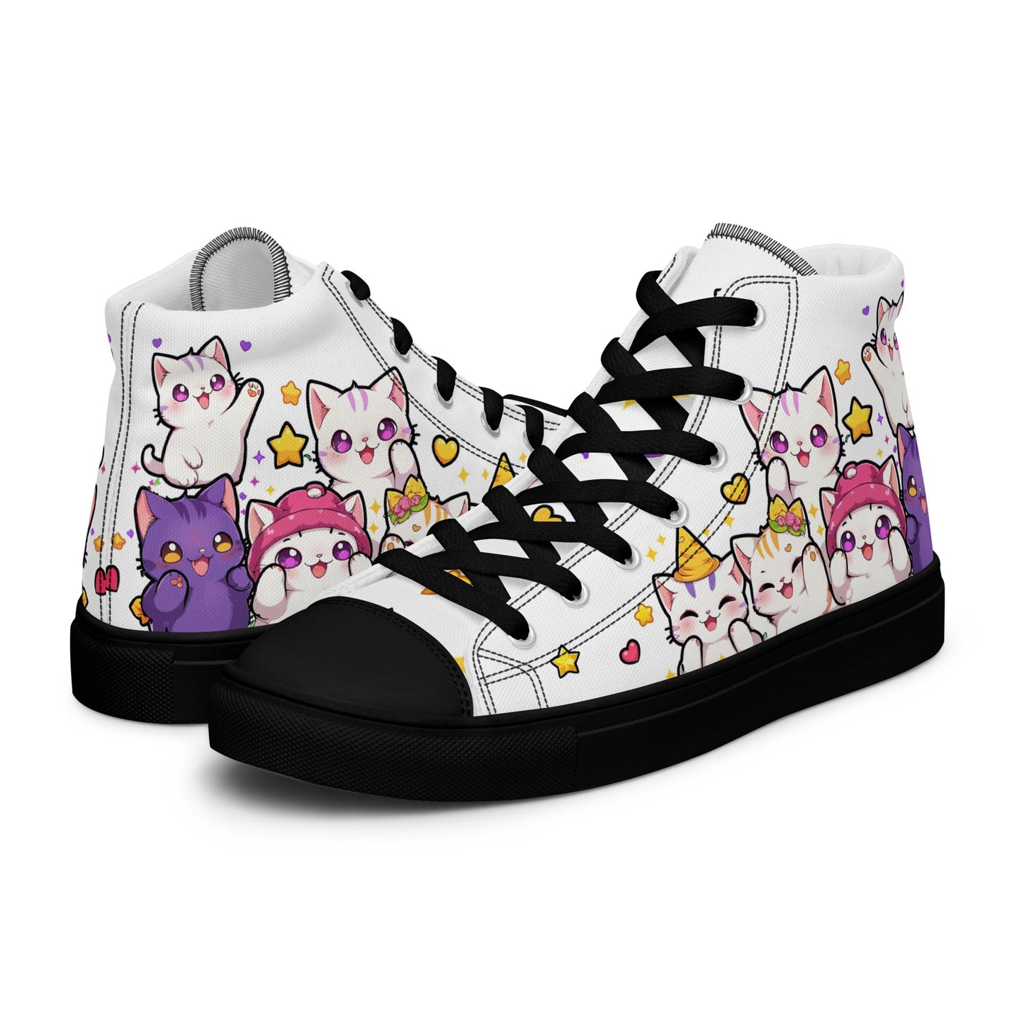 Unisex High top canvas shoes - Cute Cats - Shoes