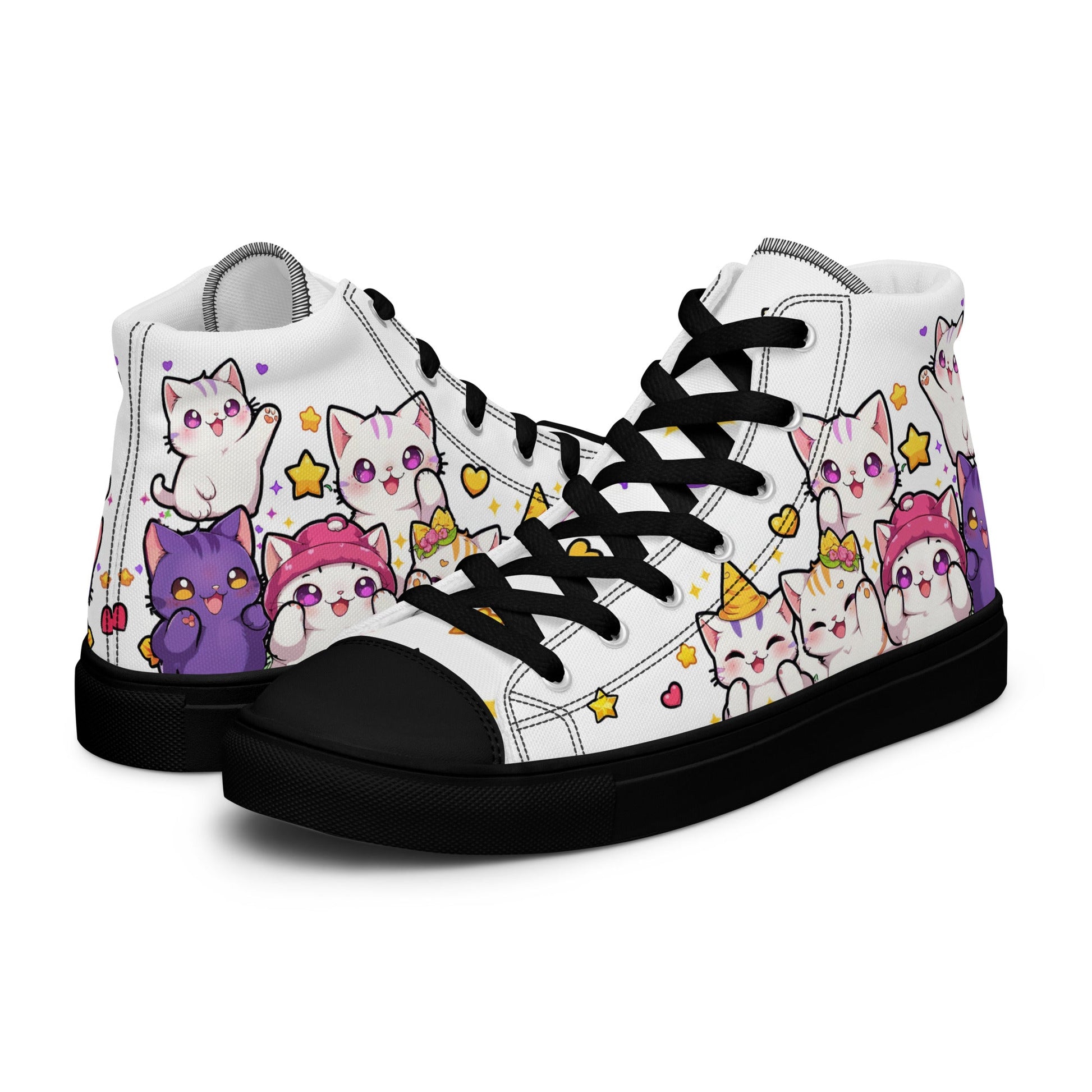 Unisex High top canvas shoes - Cute Cats - Shoes