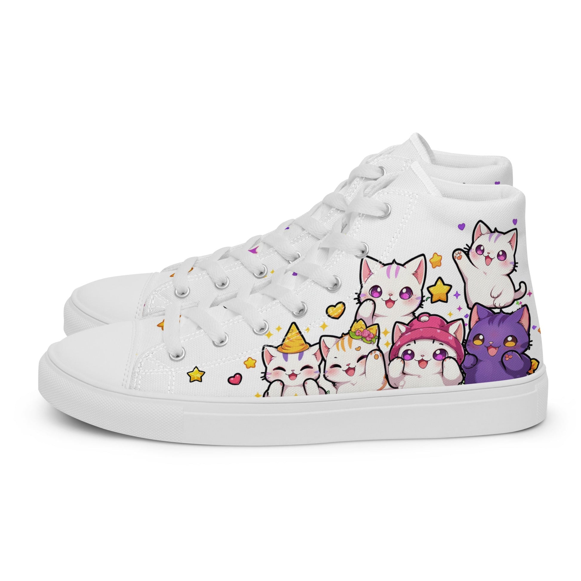 Unisex High top canvas shoes - Cute Cats - Shoes