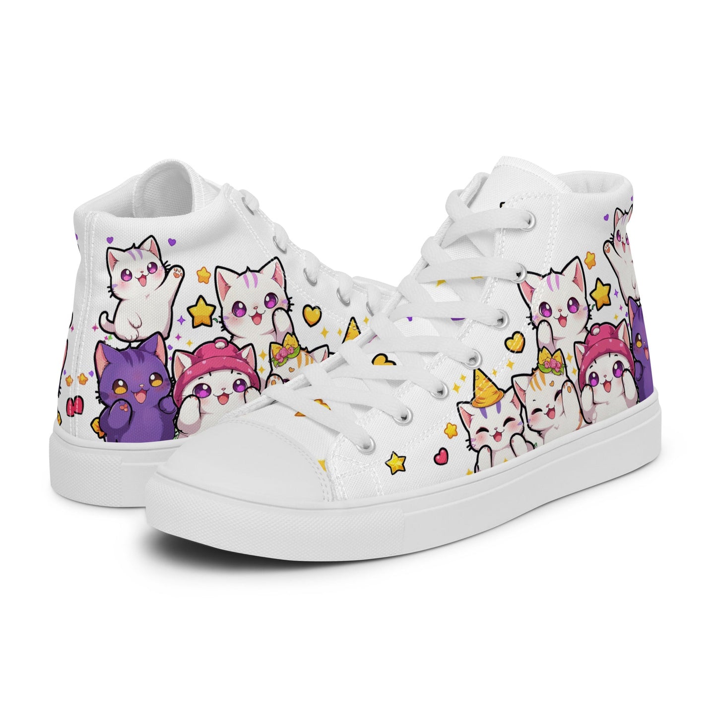 Unisex High top canvas shoes - Cute Cats - Shoes
