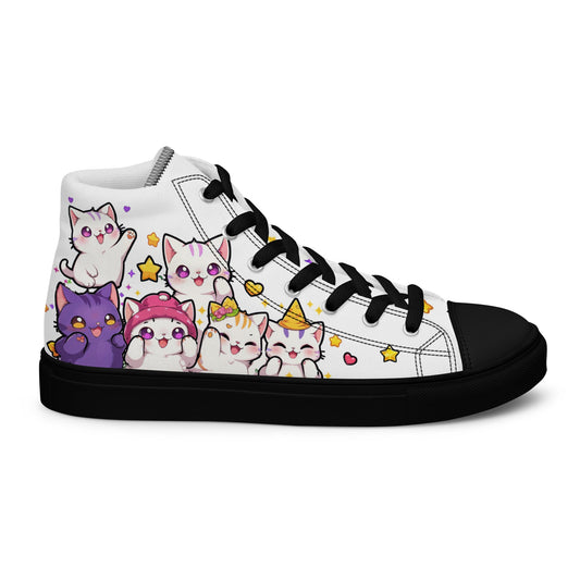 Unisex High top canvas shoes - Cute Cats - Black / 5 - Shoes