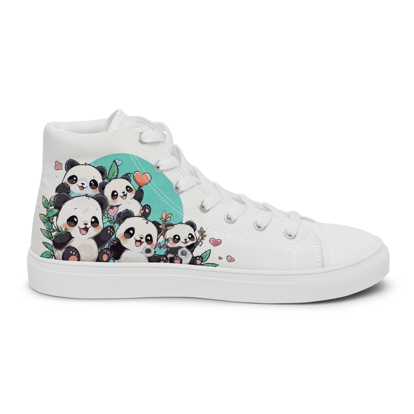 Unisex high top canvas shoes - Cute Pandas - Shoes
