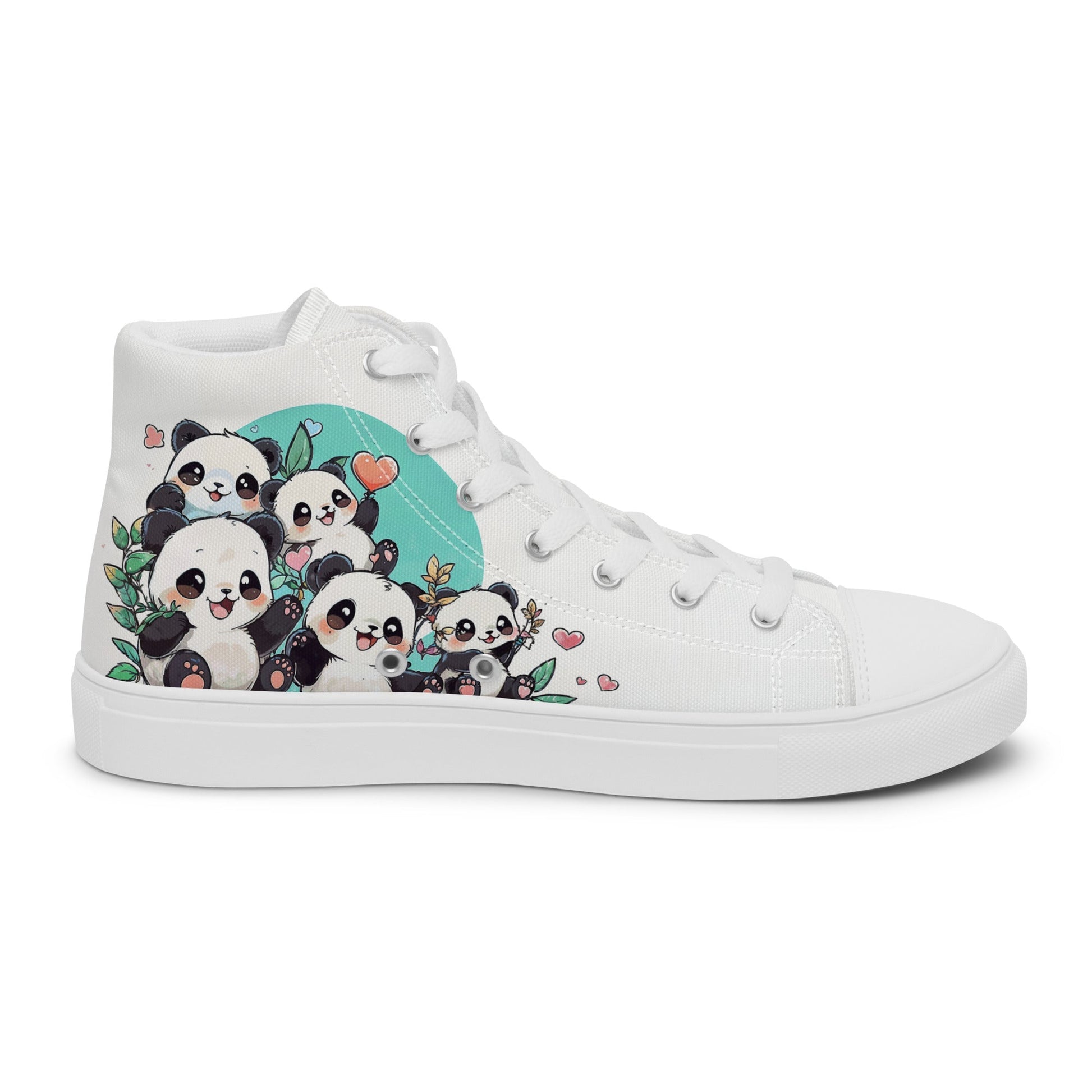 Unisex high top canvas shoes - Cute Pandas - Shoes