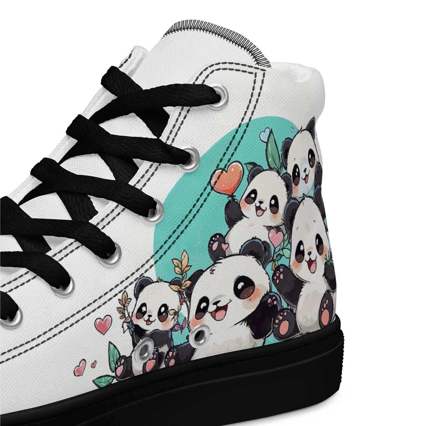 Unisex high top canvas shoes - Cute Pandas - Shoes