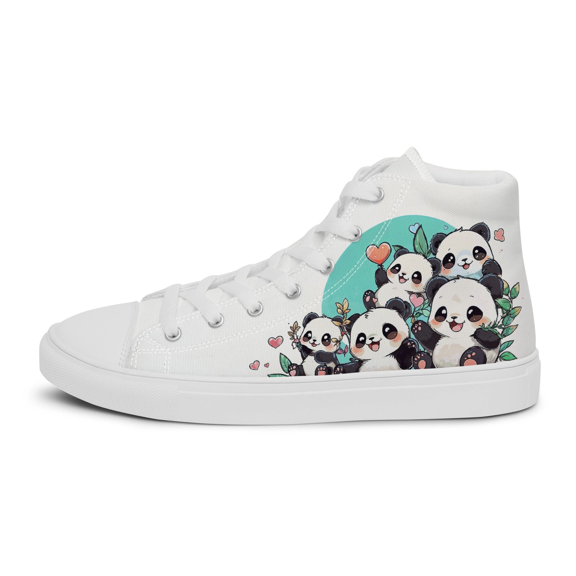 Unisex high top canvas shoes - Cute Pandas - Shoes