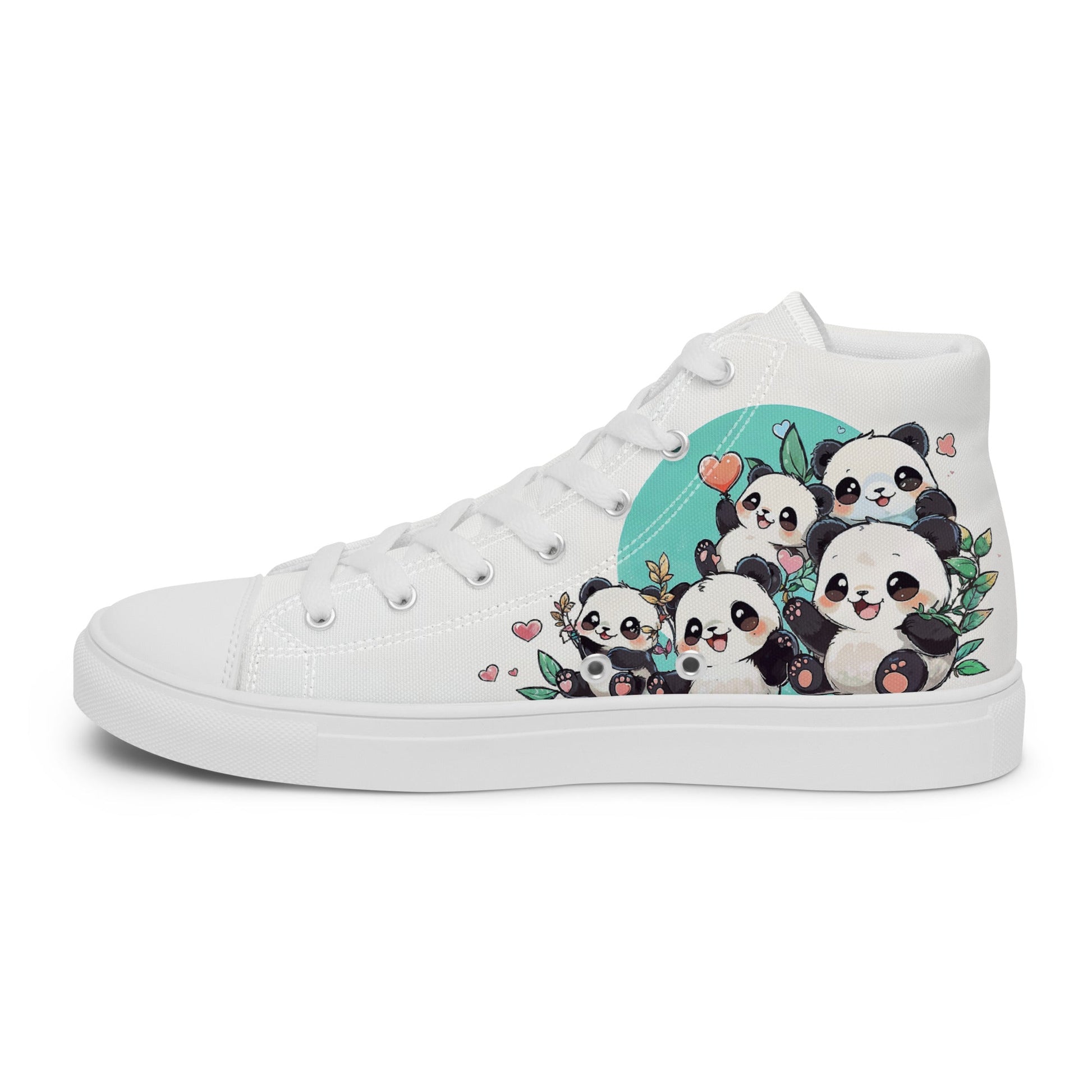 Unisex high top canvas shoes - Cute Pandas - Shoes