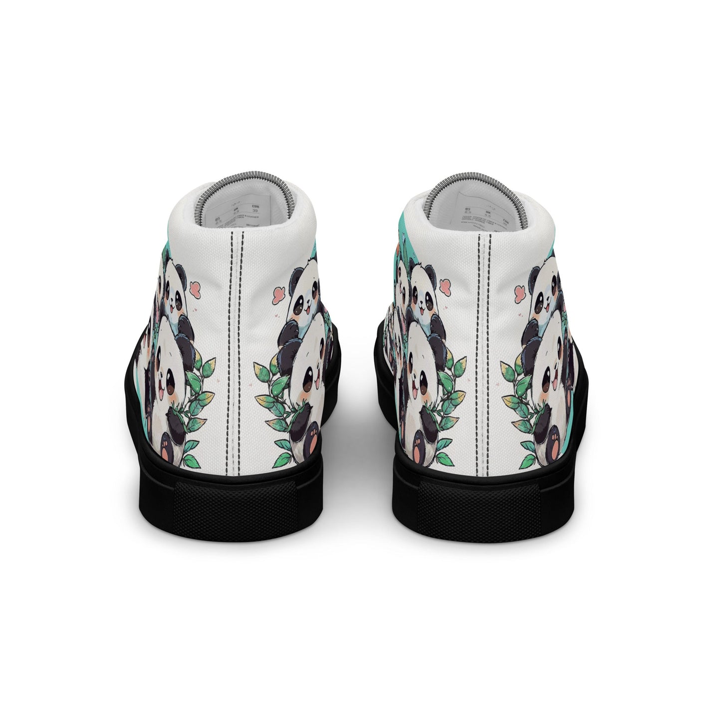 Unisex high top canvas shoes - Cute Pandas - Shoes