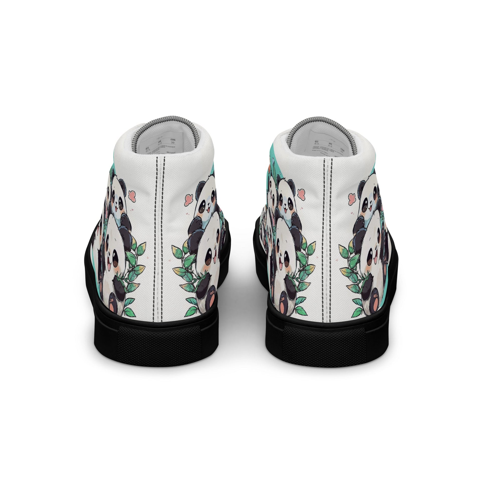 Unisex high top canvas shoes - Cute Pandas - Shoes