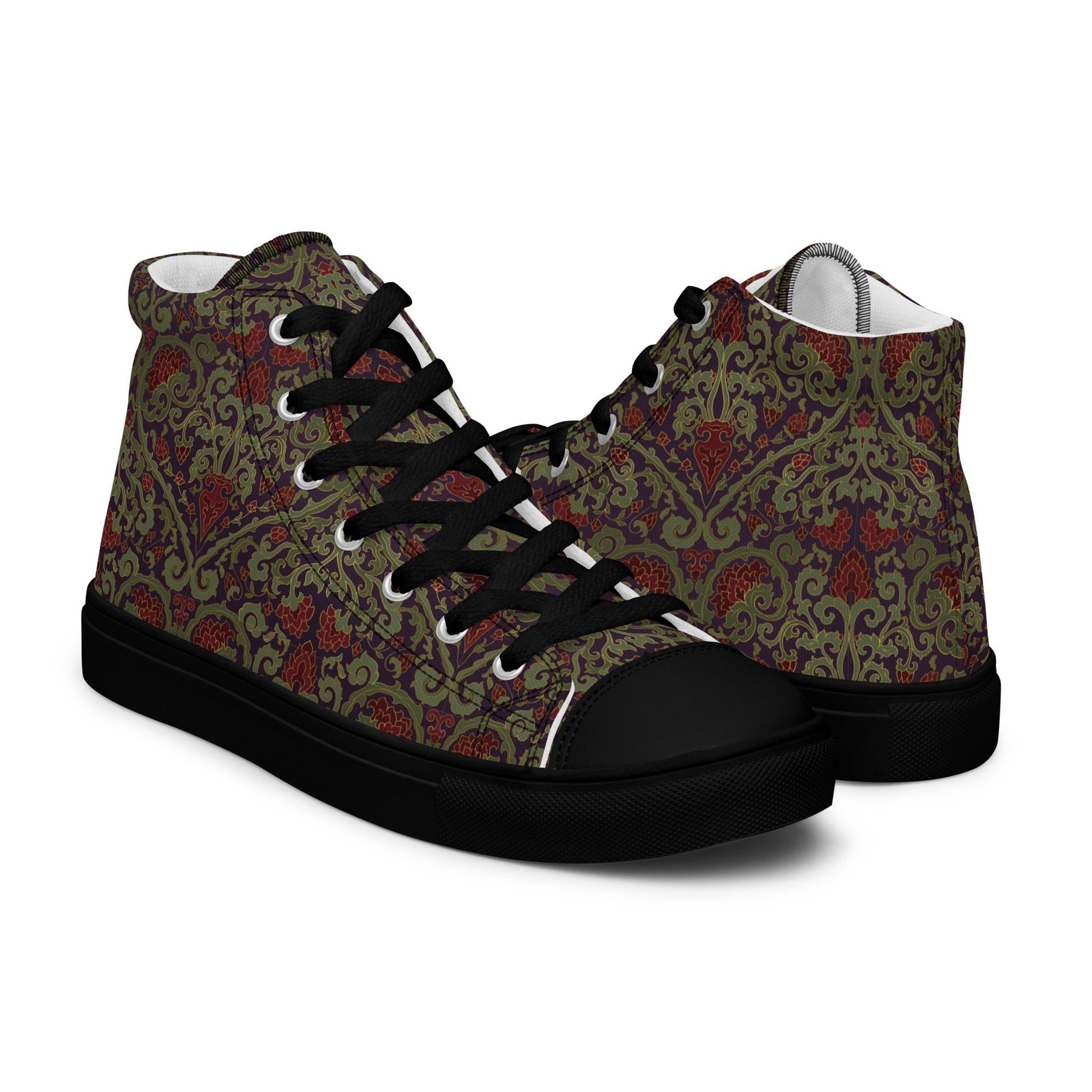 Unisex high top canvas shoes - Dark Ornament - Shoes