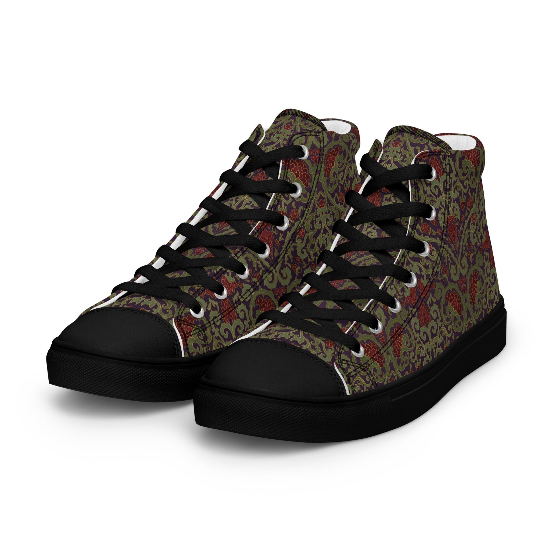 Unisex high top canvas shoes - Dark Ornament - Shoes