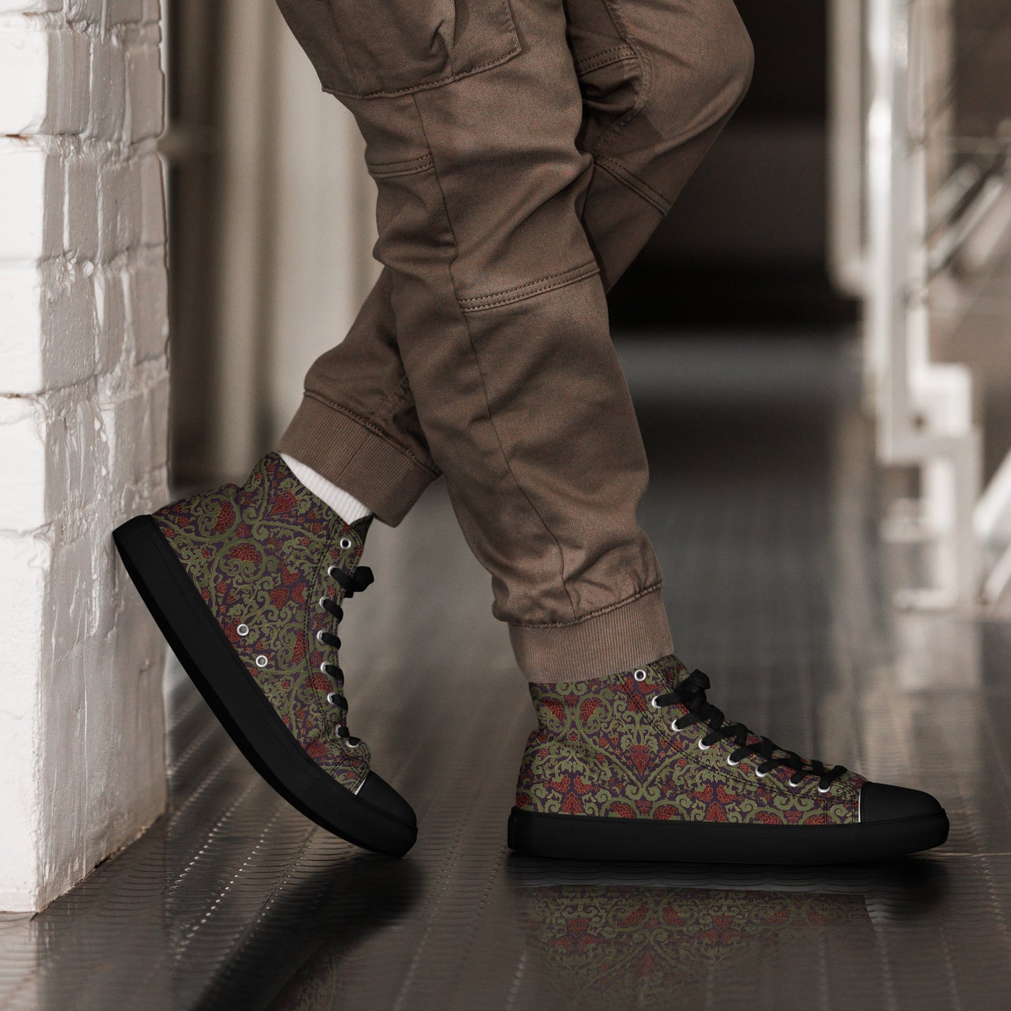 Unisex high top canvas shoes - Dark Ornament - Shoes