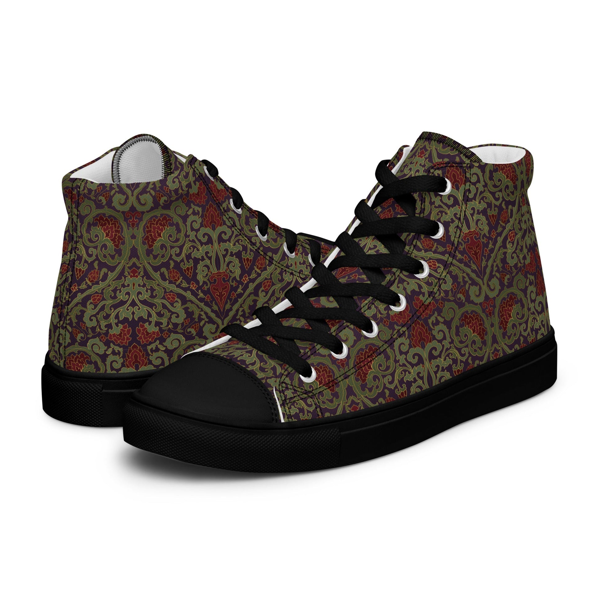 Unisex high top canvas shoes - Dark Ornament - Shoes