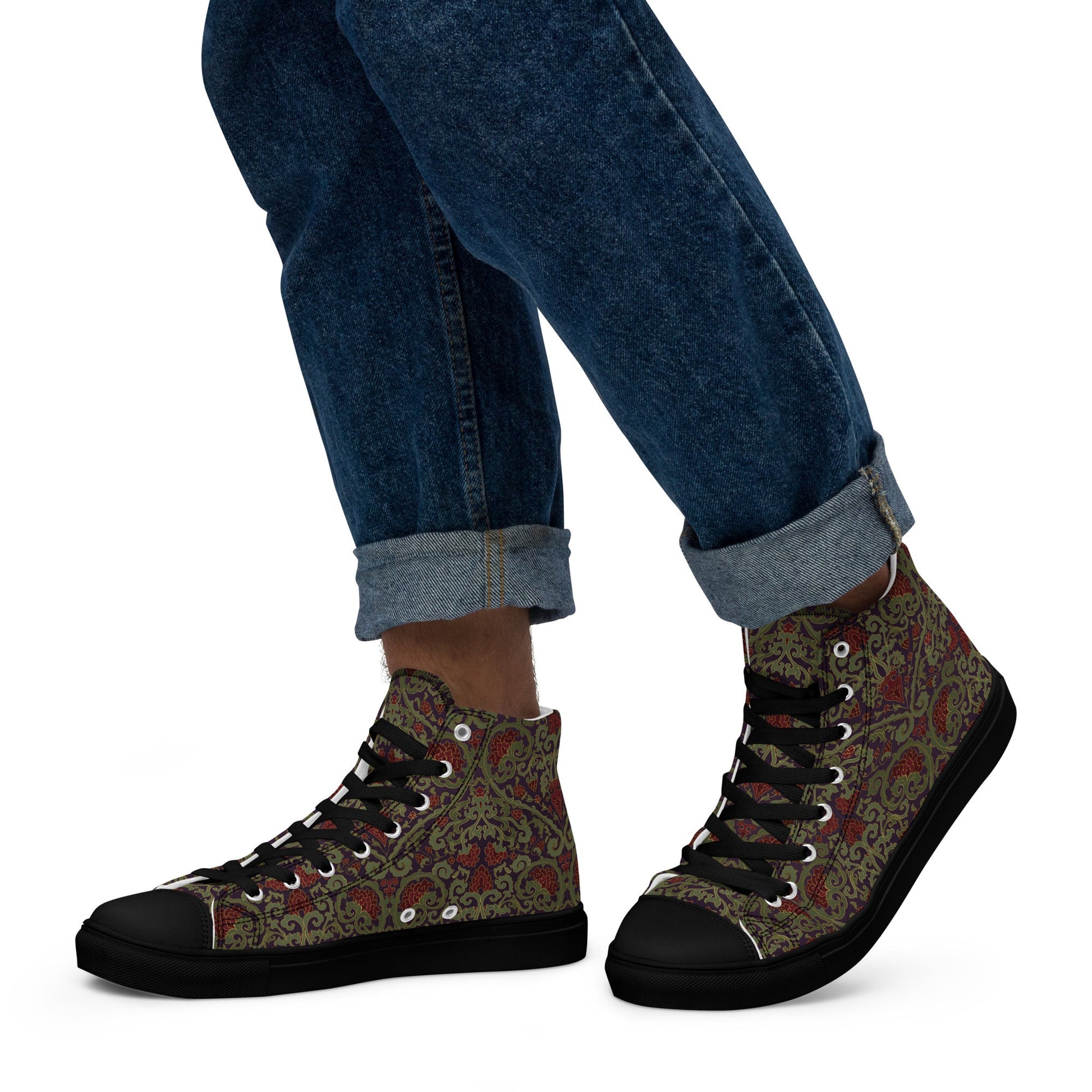 Unisex high top canvas shoes - Dark Ornament - Shoes