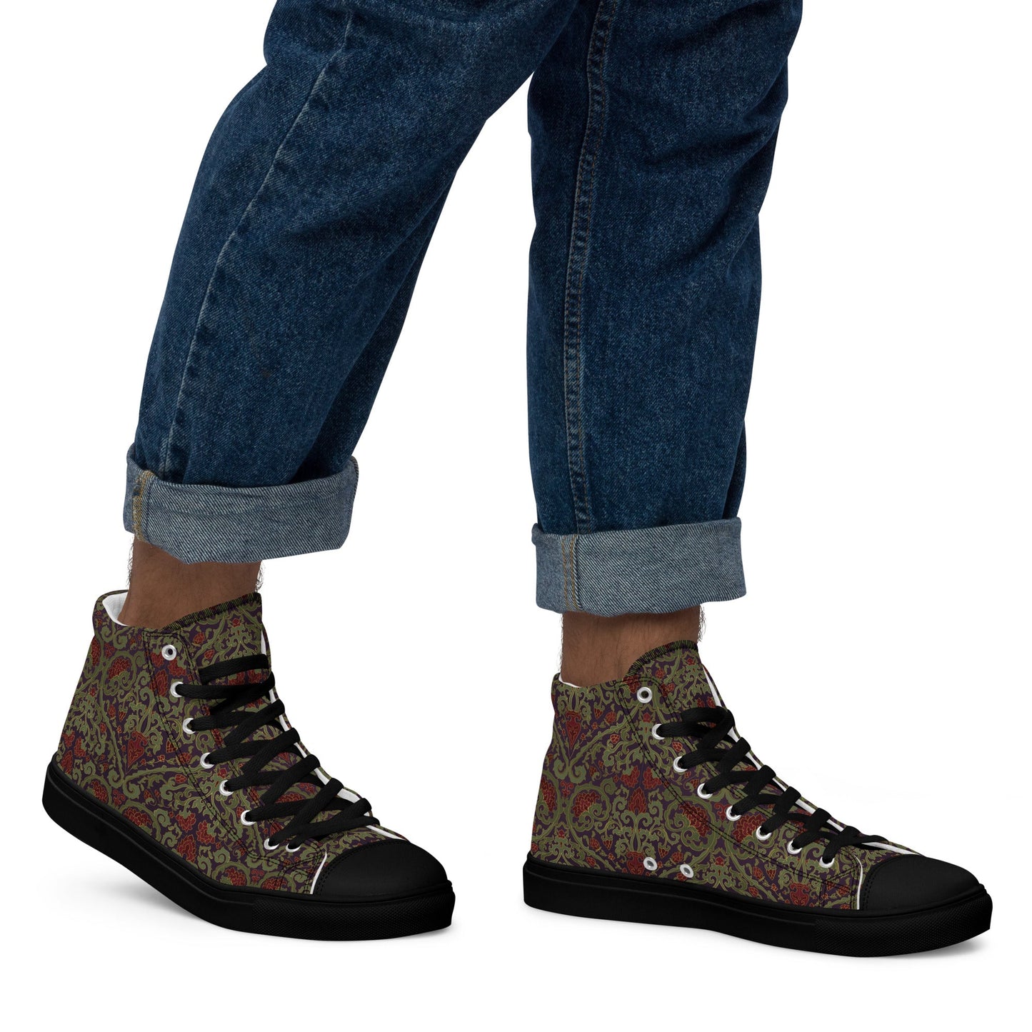 Unisex high top canvas shoes - Dark Ornament - Shoes