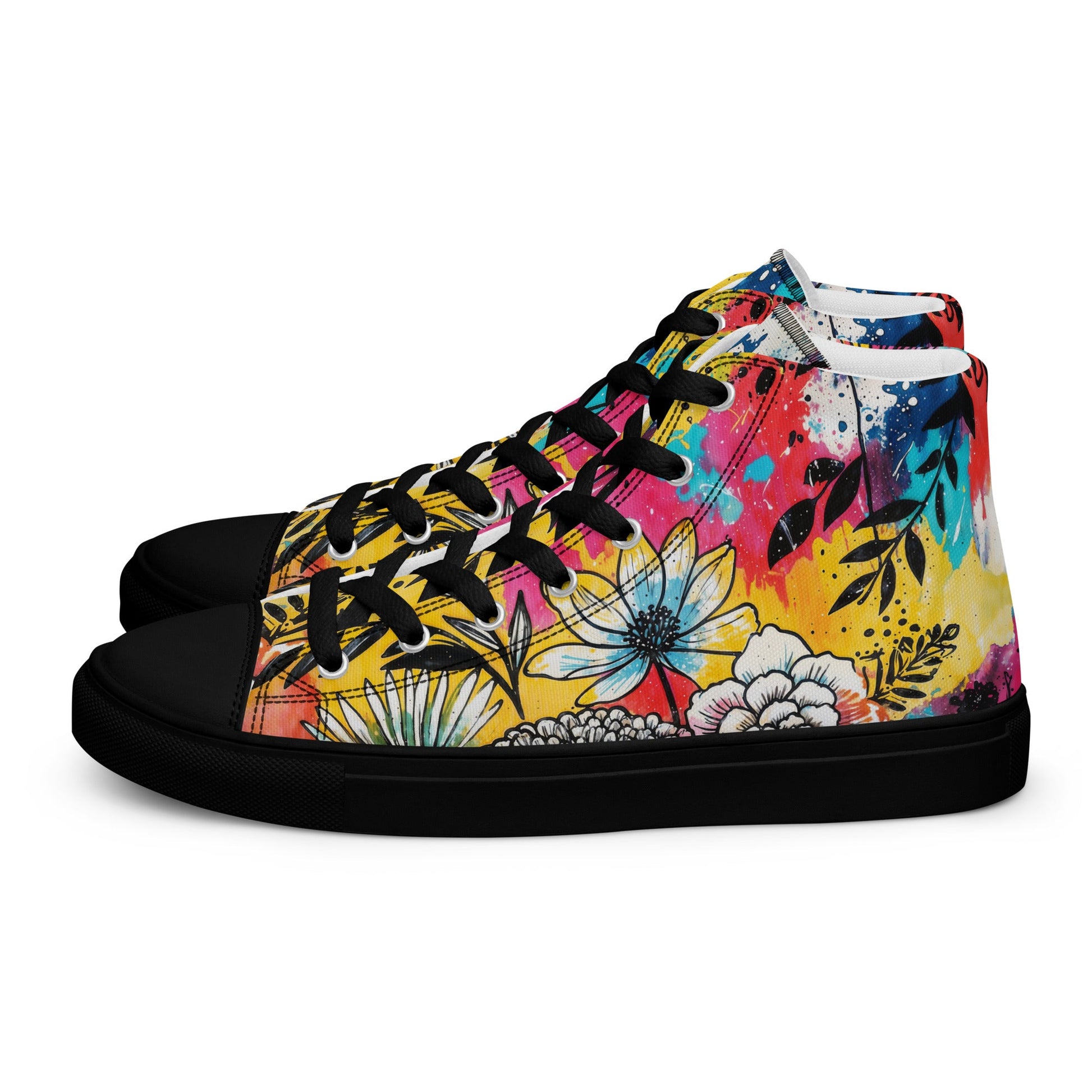 Unisex high top canvas shoes -Floral Pattern - Shoes