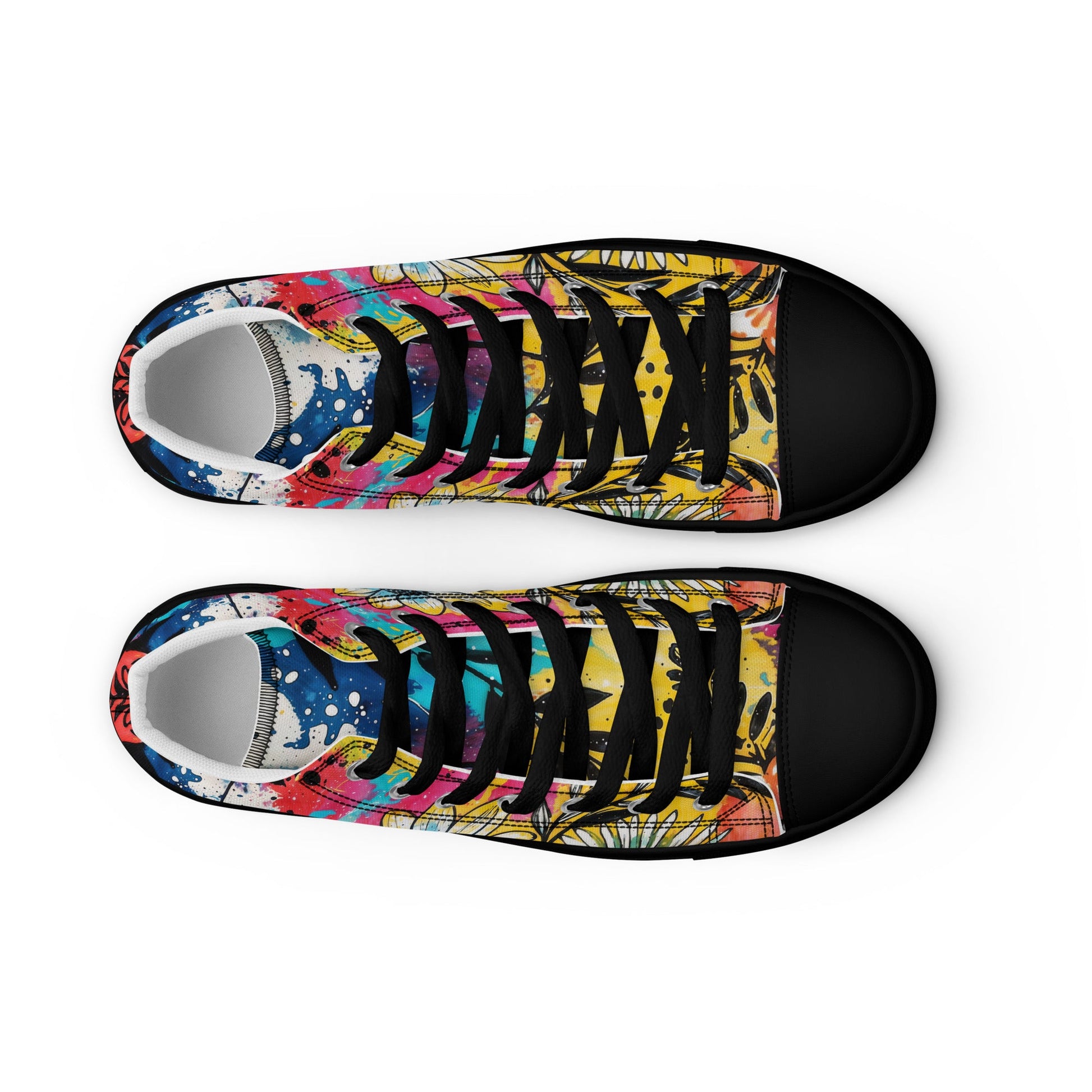 Unisex high top canvas shoes -Floral Pattern - Shoes
