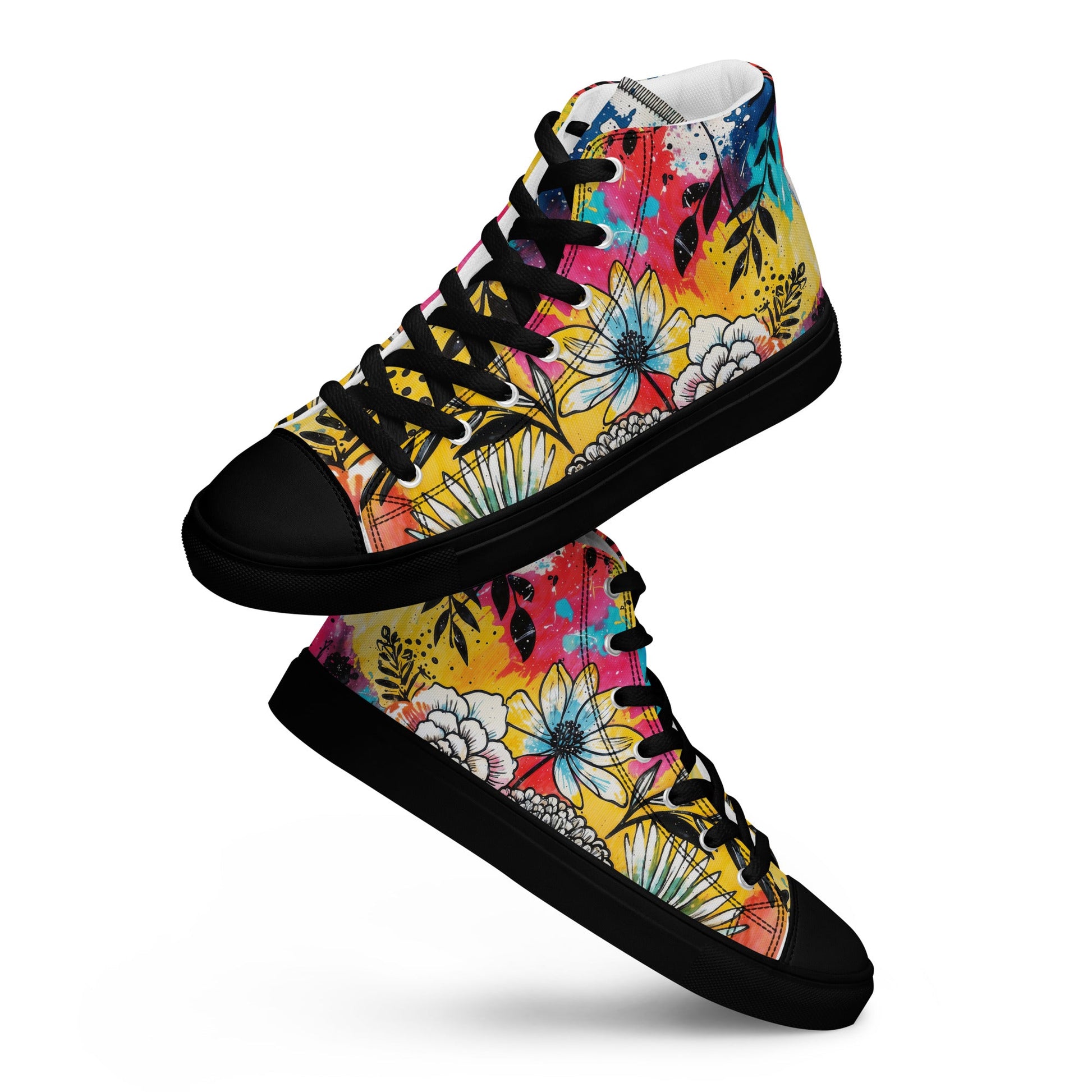 Unisex high top canvas shoes -Floral Pattern - Shoes