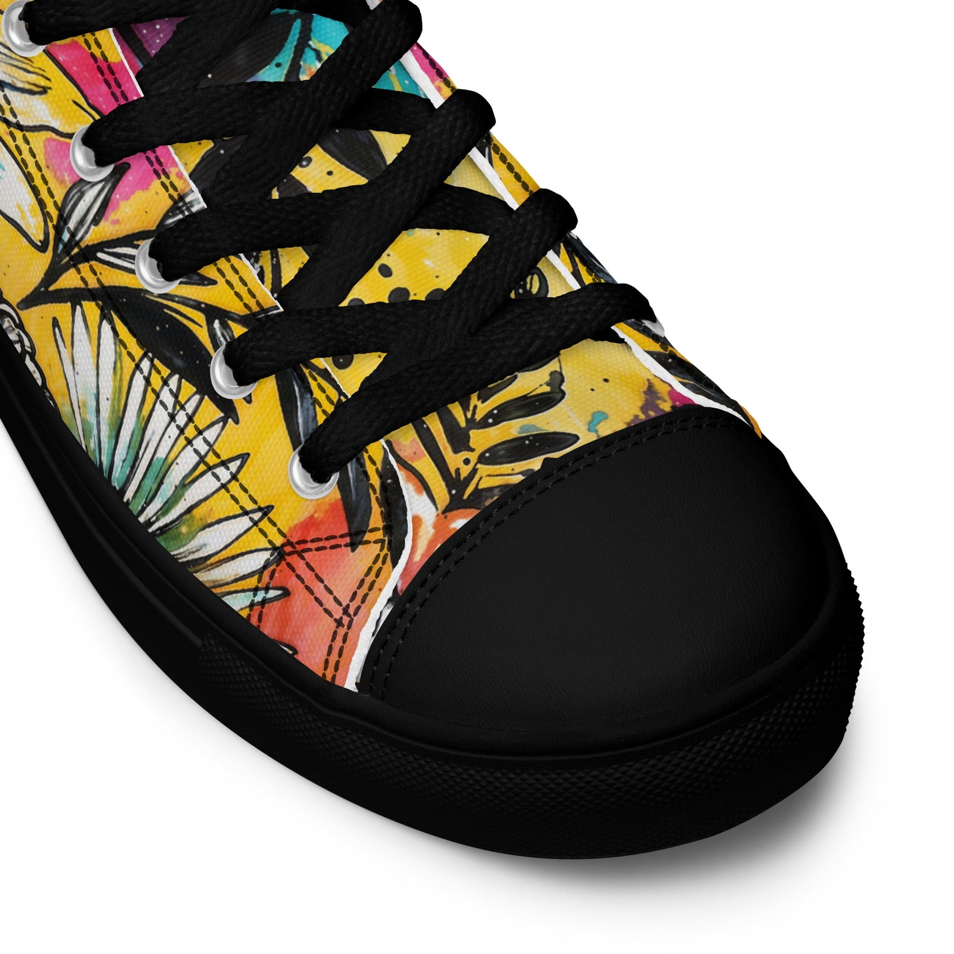 Unisex high top canvas shoes -Floral Pattern - Shoes