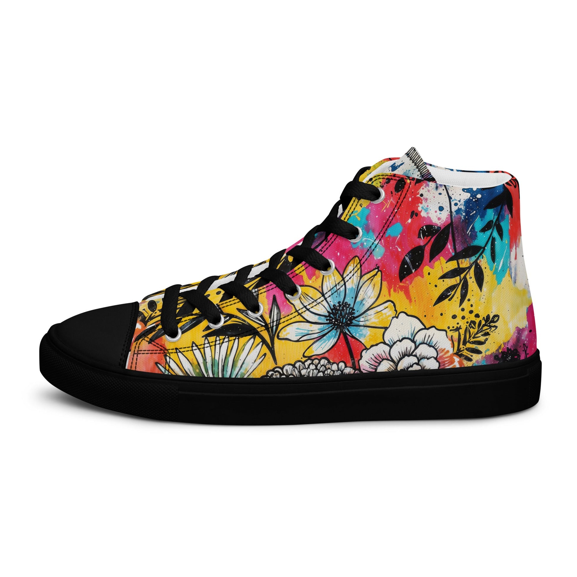 Unisex high top canvas shoes -Floral Pattern - Shoes