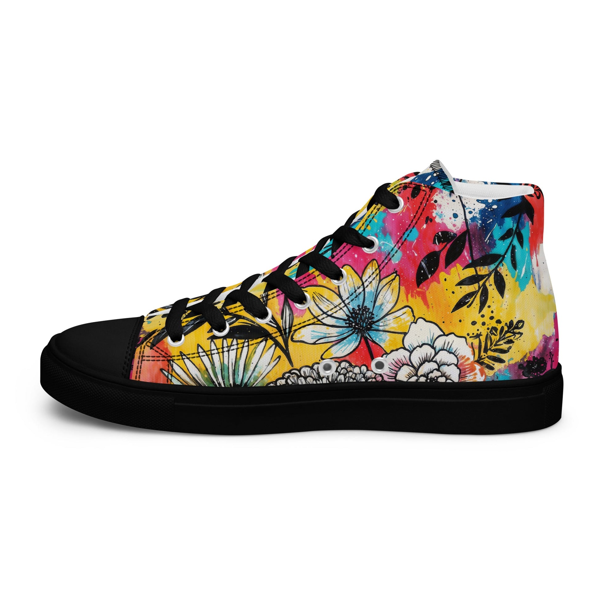 Unisex high top canvas shoes -Floral Pattern - Shoes