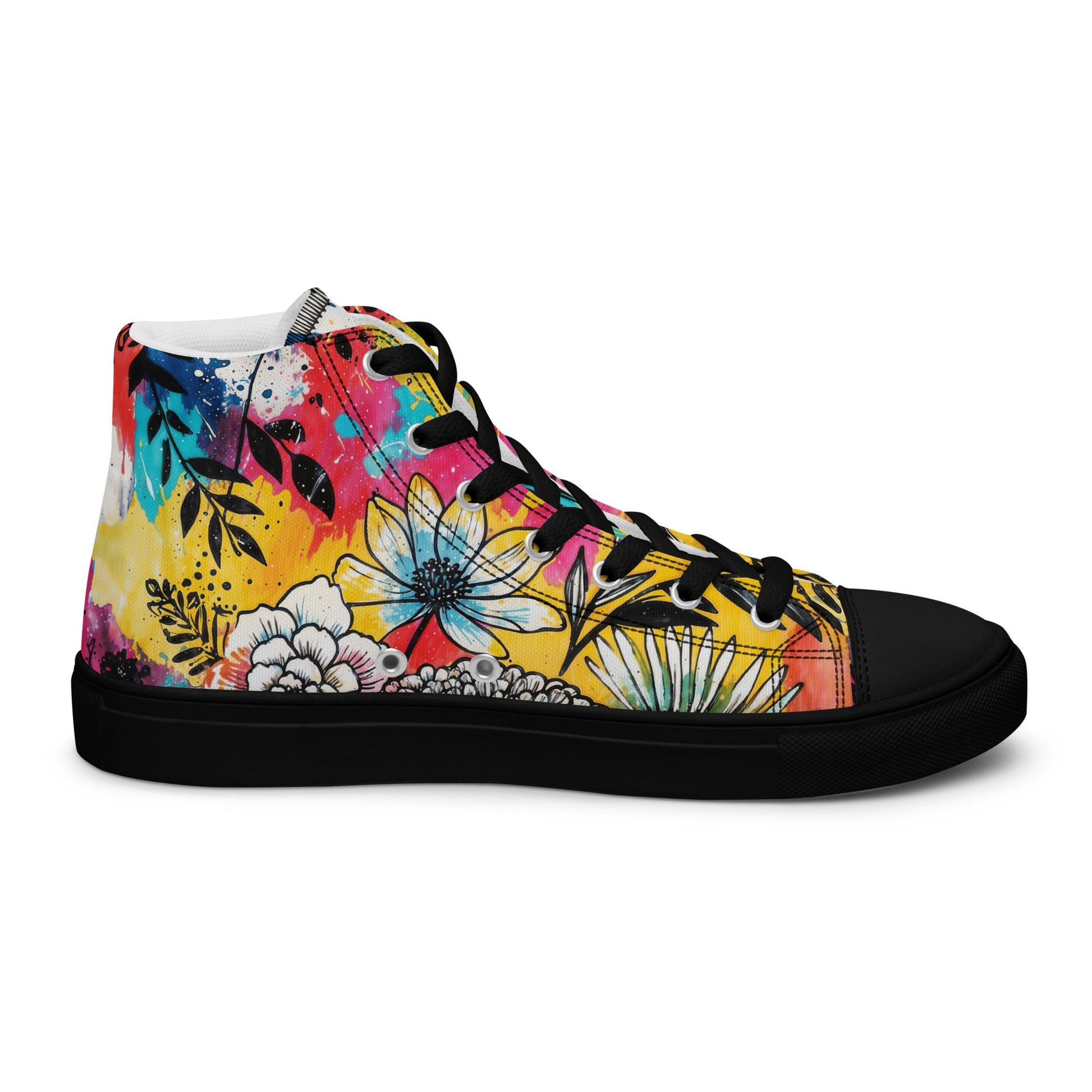 Unisex high top canvas shoes -Floral Pattern - Shoes
