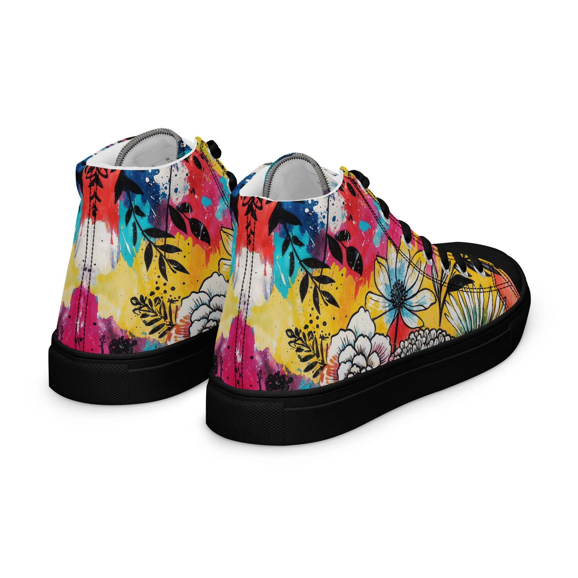 Unisex high top canvas shoes -Floral Pattern - Shoes