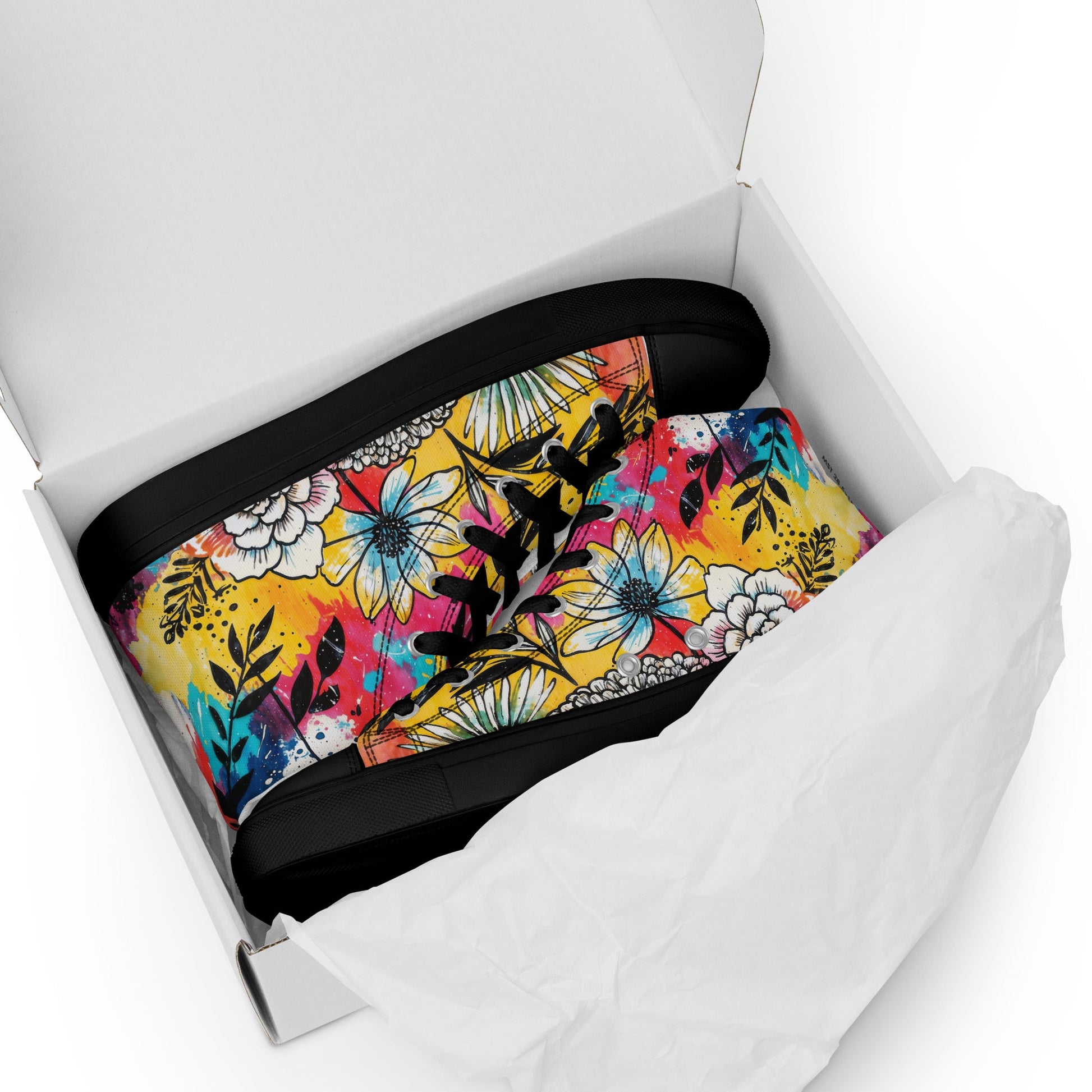 Unisex high top canvas shoes -Floral Pattern - Shoes