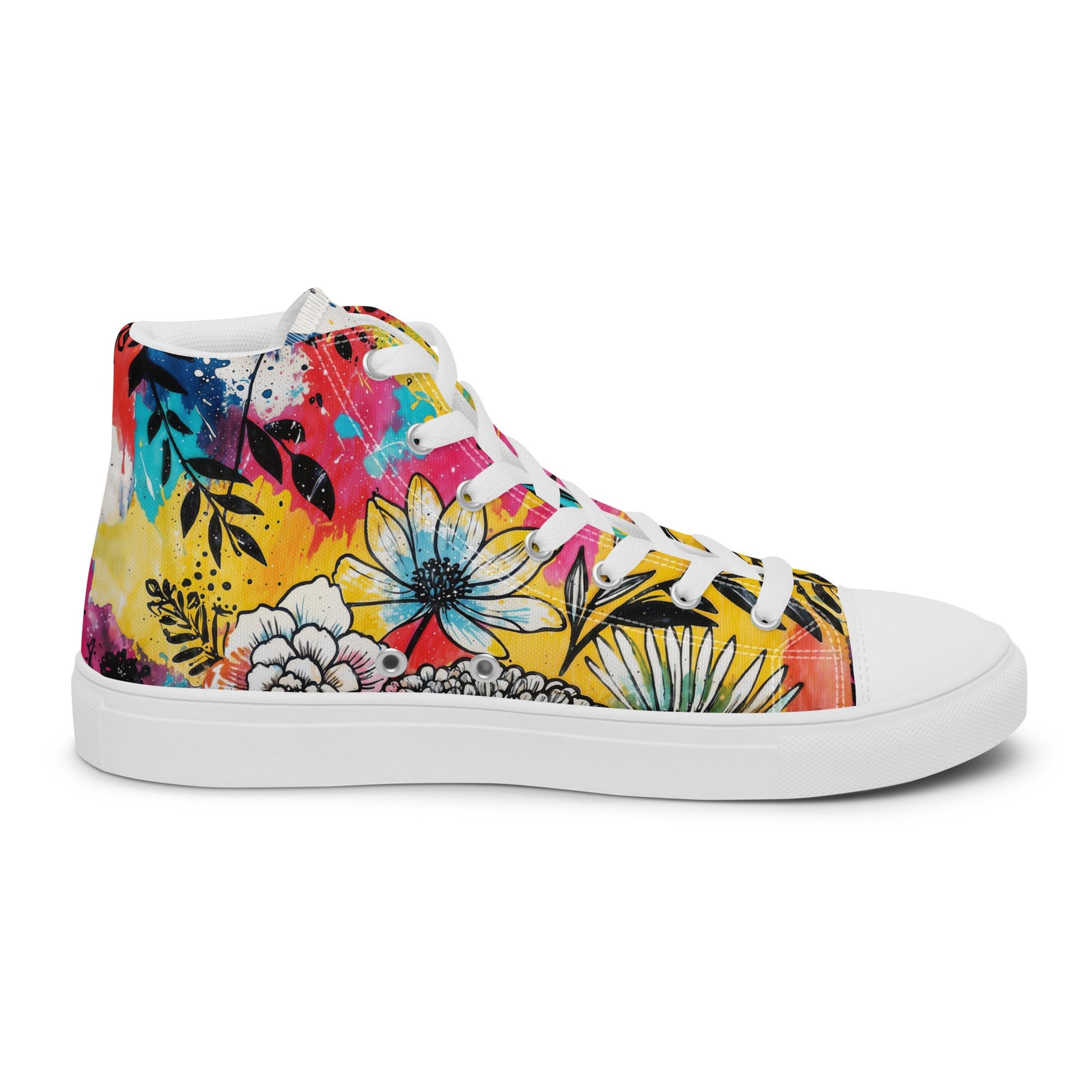 Unisex high top canvas shoes -Floral Pattern - Shoes
