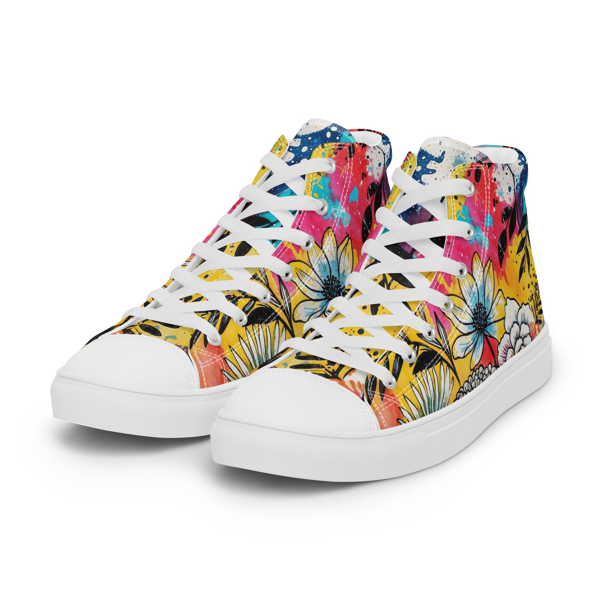 Unisex high top canvas shoes -Floral Pattern - Shoes