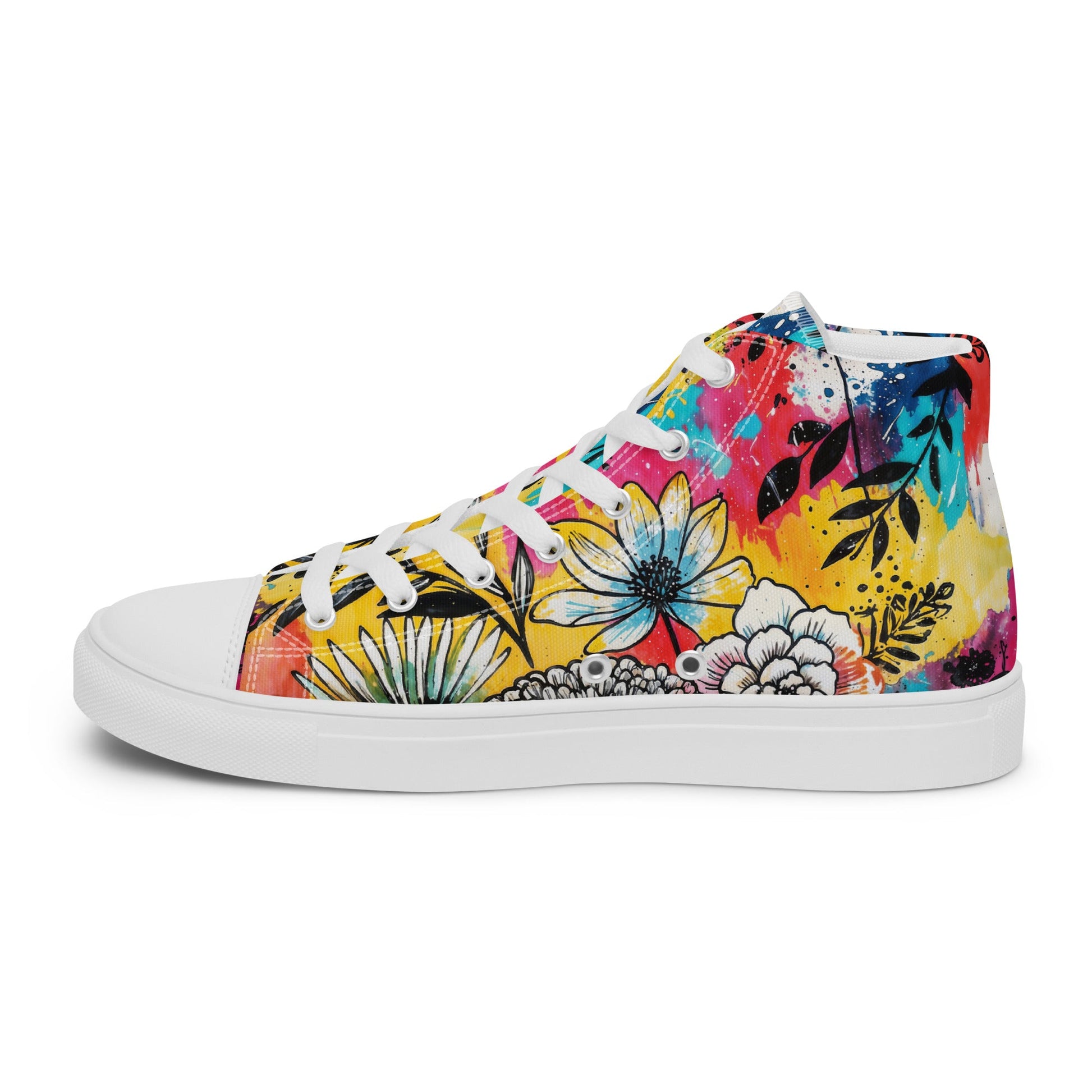 Unisex high top canvas shoes -Floral Pattern - Shoes