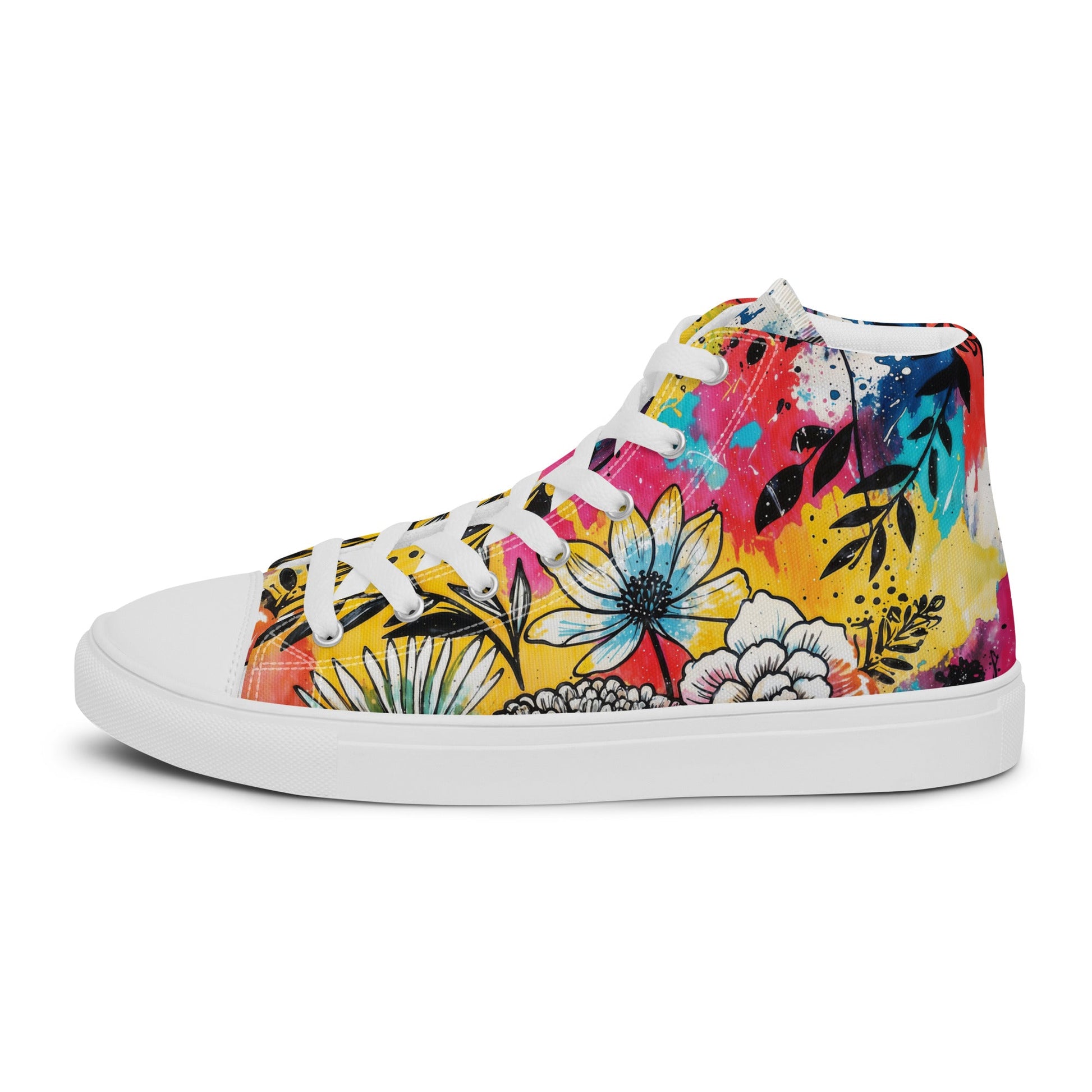 Unisex high top canvas shoes -Floral Pattern - Shoes
